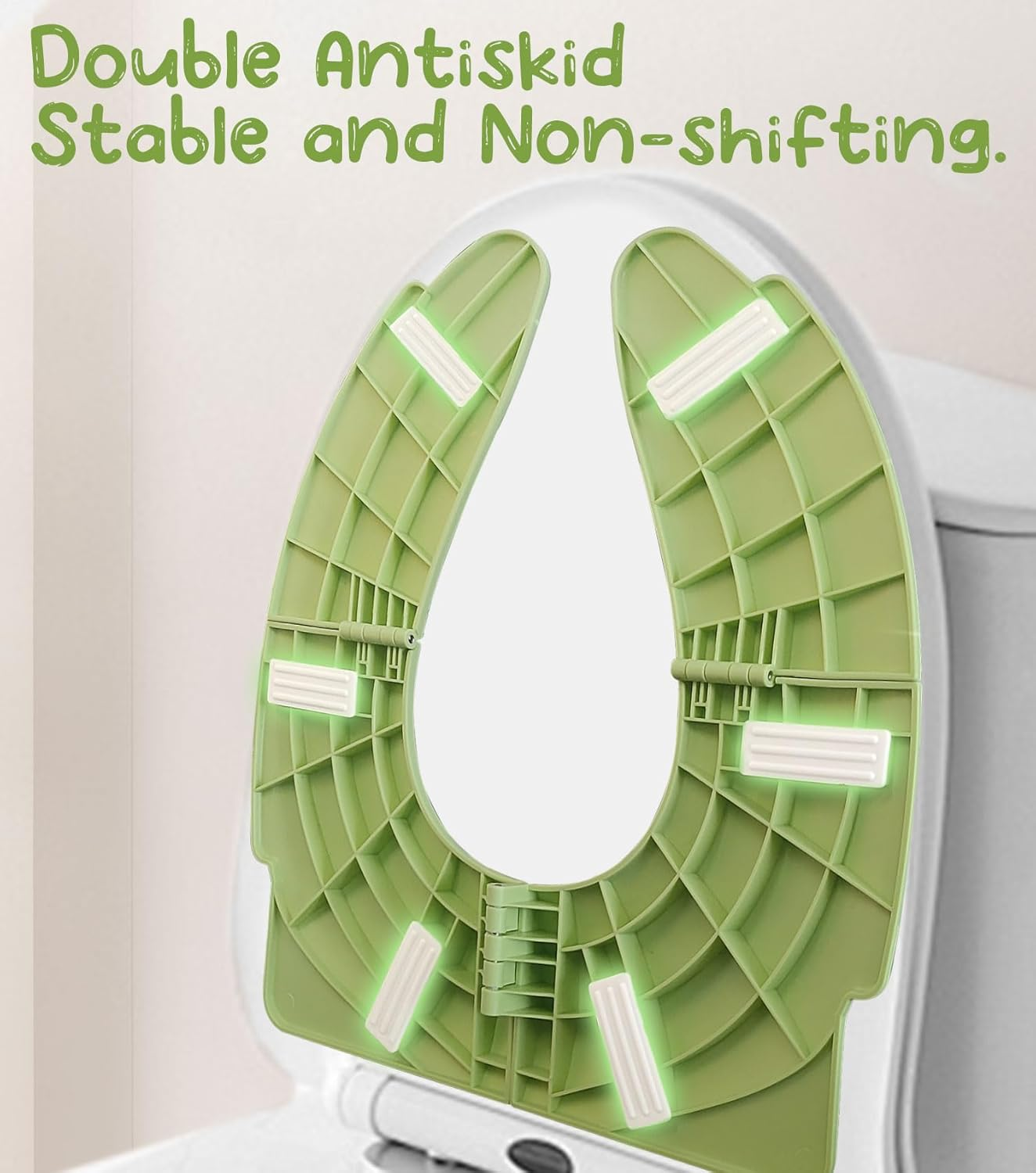 Potty Training Seat Travel - Folding Toddlers Toilet Seat Cover, Portable Potty Seat for Kids Children Boys & Girls, Non-Slip Recyclable Potty Training Toilet Attachment (Green)