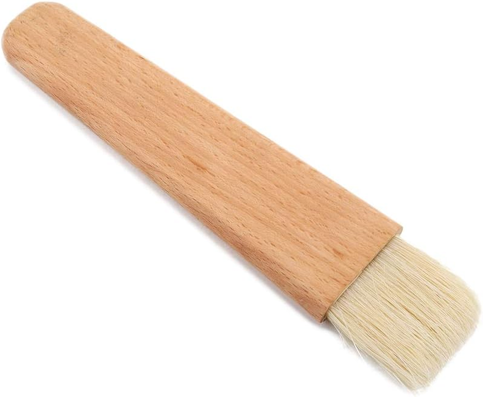 Wooden Barbecue Brush, Wooden BBQ Brush for Oil Sauce Butter Marinades, Food Brushes for BBQ Grill Kitchen Baking, Baster Brushes Baste Pastries Cakes Meat Desserts (Flat Handle Brush) image number 1
