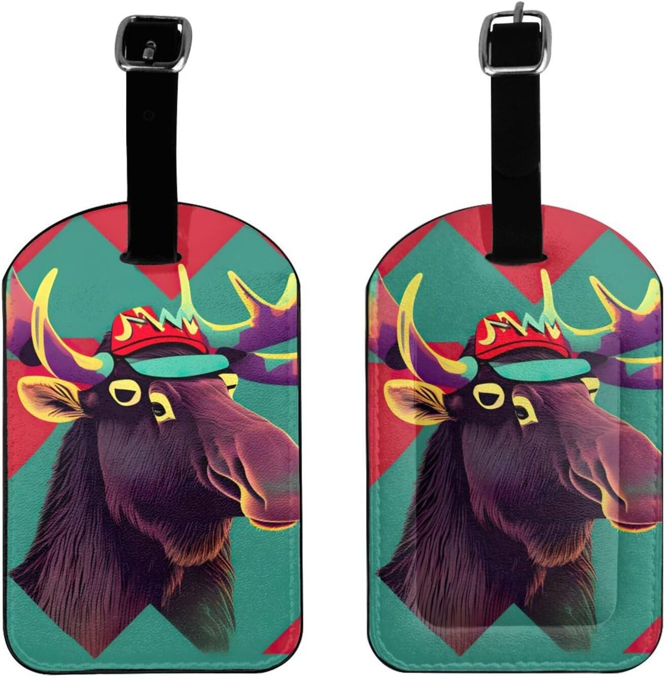Moose Print Elegant Tag Stylish Tag Luggage Tag 4.3 X 2.76 Inch for Suitcases Travel Bags image number 5