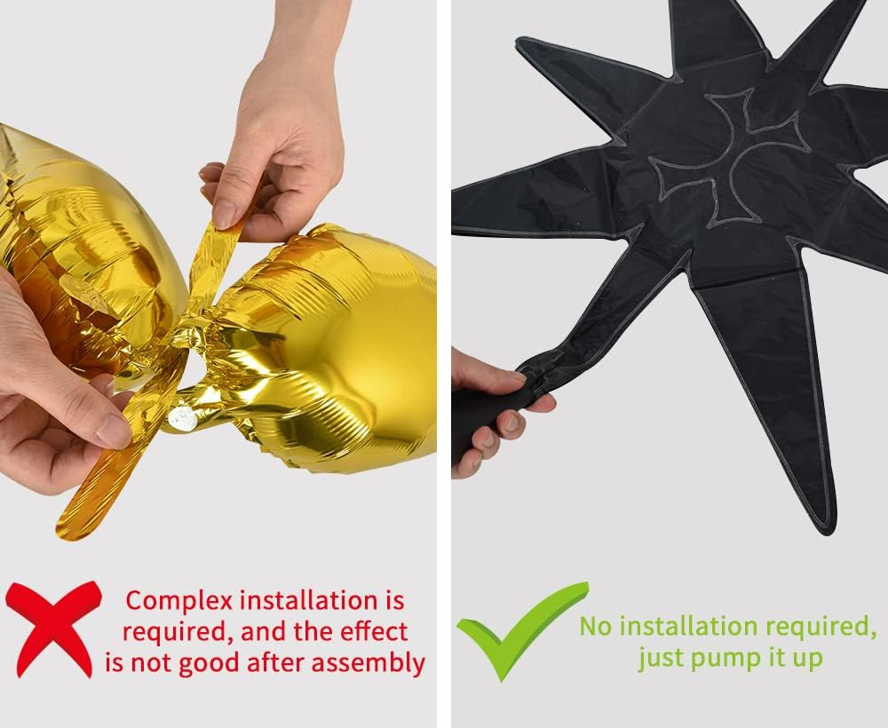 4Pcs, Black Star Balloons, Black Large Spike for Disco Party Decorations, Vintage Party, Masquerade, Halloween, Birthday, Graduation, New Year image number 4