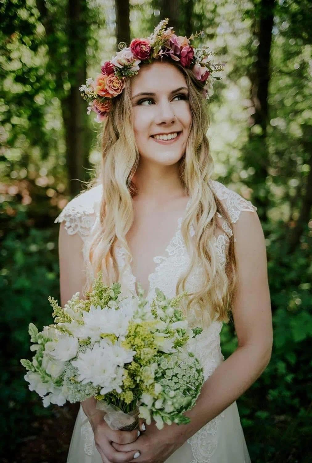 Floral Wedding Headband for Women, Adjustable Purple Flower Crown for Parties, Festivals, Pageants and Special Events - Tisuff image number 4