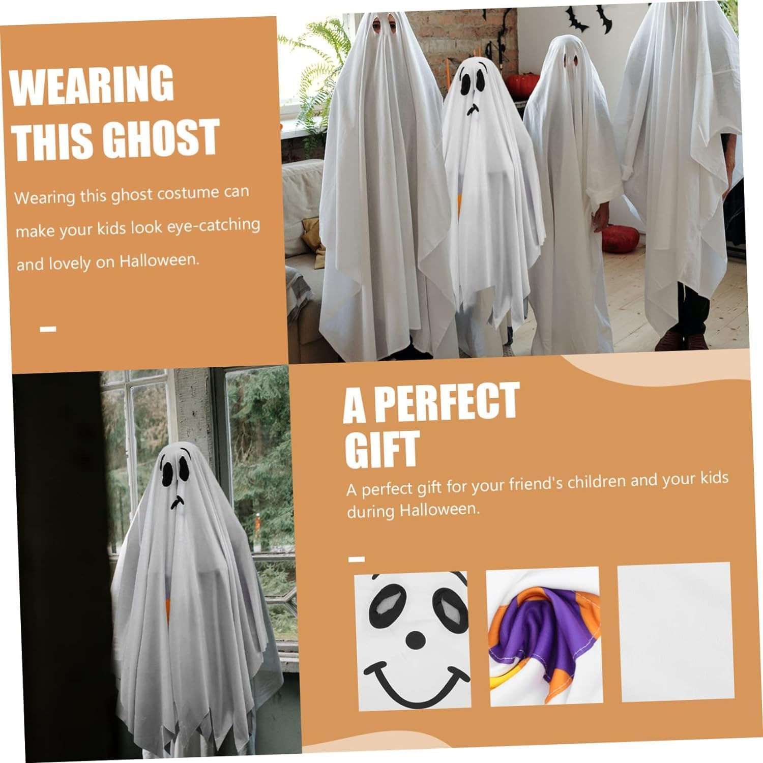 Ghost Cloak Kids Decor Halloween Decorations Outdoor Halloween Costumes Halloween Ghost Decoration Ghost Cosplay Costume Baby Ghost Cloak Ghost Dress up Costume Halloween Supplies image number 5