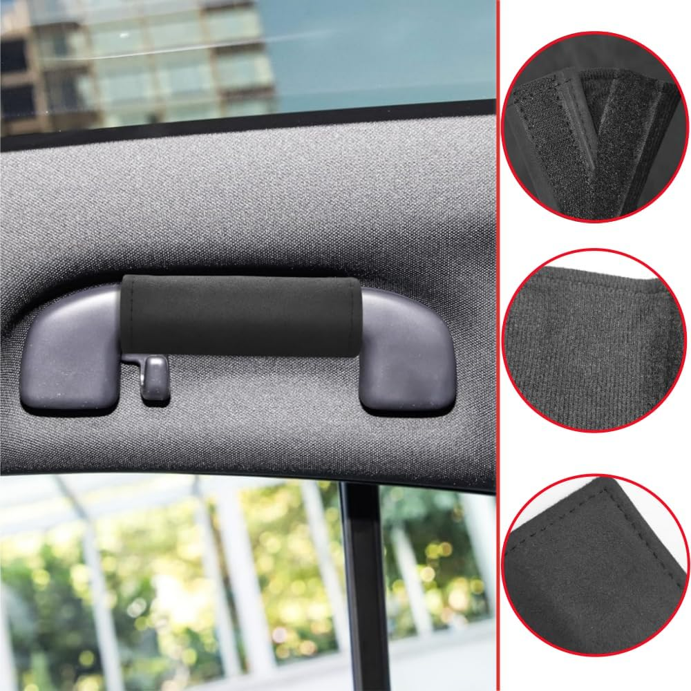 Leather inside the Car Door Handle Cover, Universal Interior Car Door Handle Cover, Door Pull Handle Cover, Suitable for SUV Trucks, 4PCS Car Handlebar Gloves image number 5