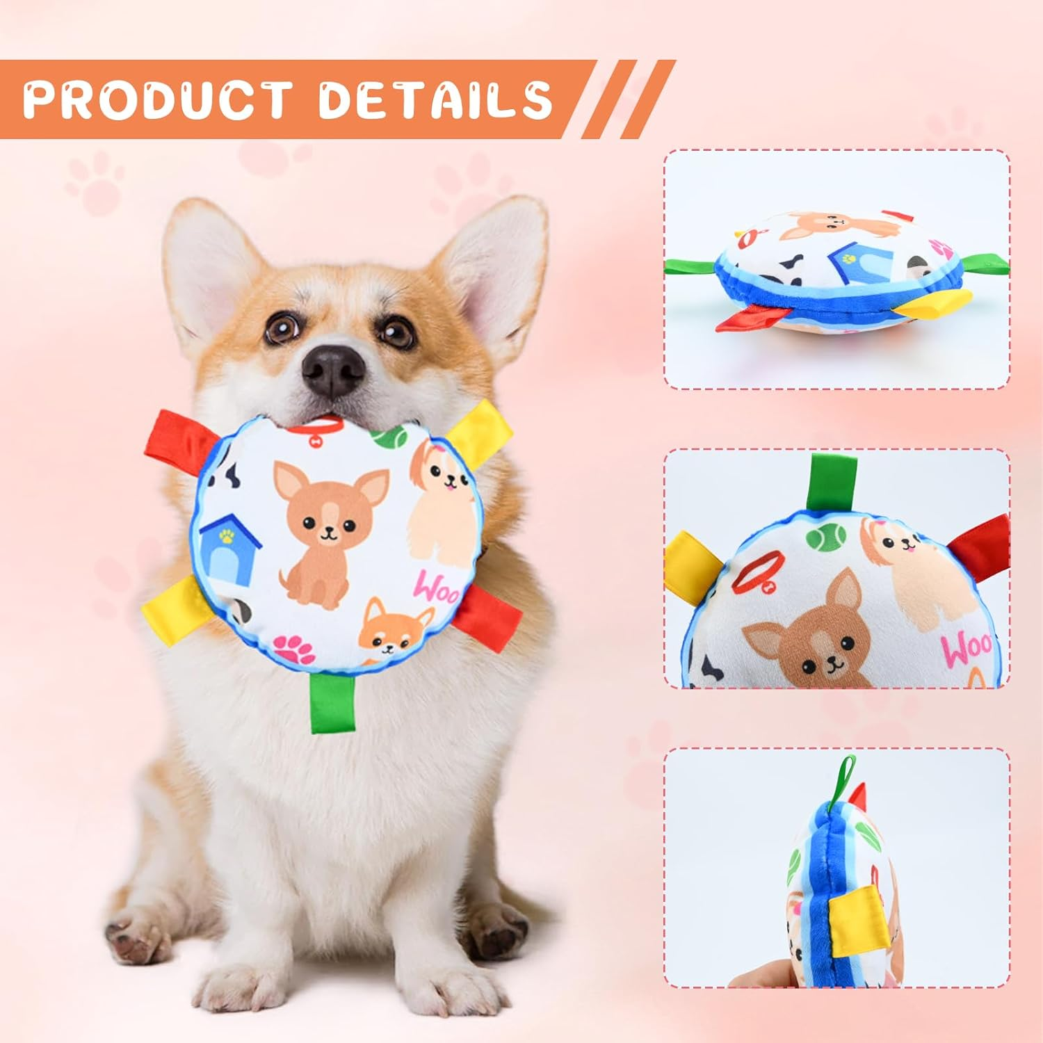 MIGIFTDY Dog Plush Ball Squeak Toys, Soft Dog Squeaky Dog Toy, Puppy Birthday Gifts, Dog Tug Toy, Pet Plush Toy Reduces Anxiety Boredom Dog Chew Toys, Interactive Dog Toys for Medium & Large Dog (B) image number 6