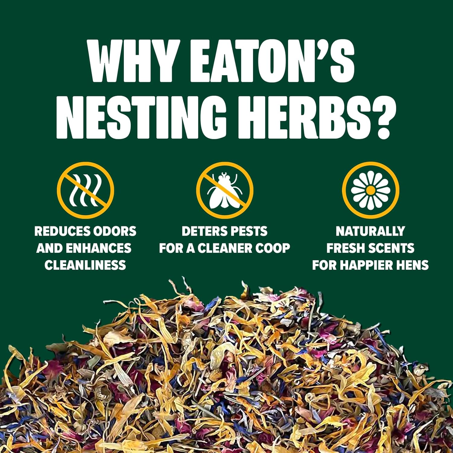Eaton Pet and Pasture Premium Nesting Herbs, Aromatic Blend for Nesting Boxes & Chicken Coop, Natural Refresher & Pest Deterrent