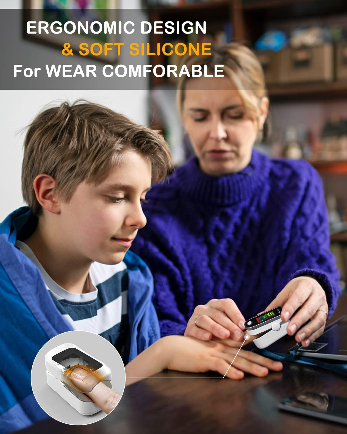 Fingertip Pulse Oximeter - Oxygen Meter Finger Pulse Oximeter - Blood Oxygen Saturation Monitor with Heart Rate and Fast Spo2 Reading, Pulse Ox with LED Screen, Lanyard (Not Include Batteries) image number 1