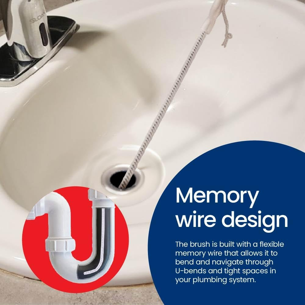 White Magic Extra-Long Hair Catching Drain Cleaning Brush &ndash; 75Cm, Made in USA, Clears Hair & Gunk, Enhances Drainage, Eliminates Odors, Versatile for Drains, Sinks, Tubs, & More, Durable & Easy to Use image number 2