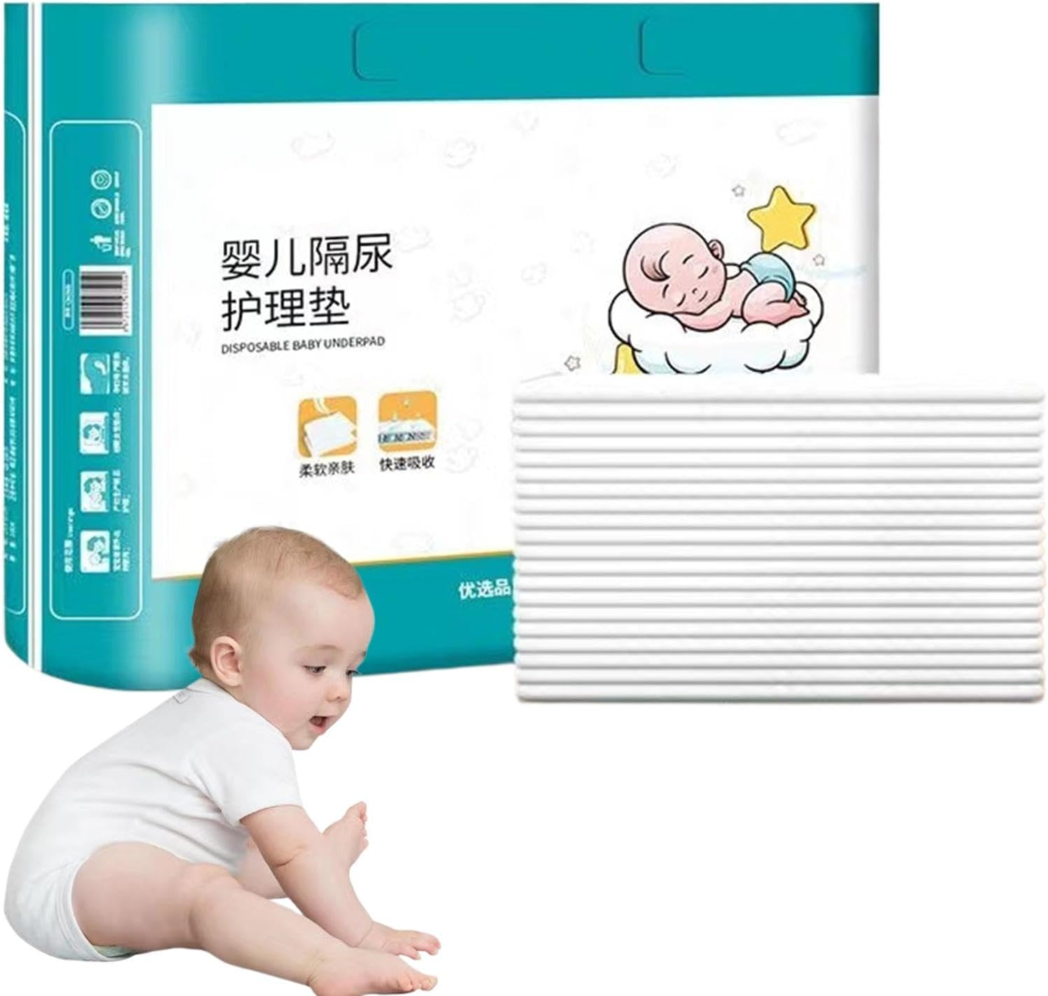 Baby Changing Mat, Waterproof Changing Mat, 40 X Baby Changing Mat - Reusable Pads with High Absorbency, Leak-Proof Mattress Topper Protection, Breathable image number 6