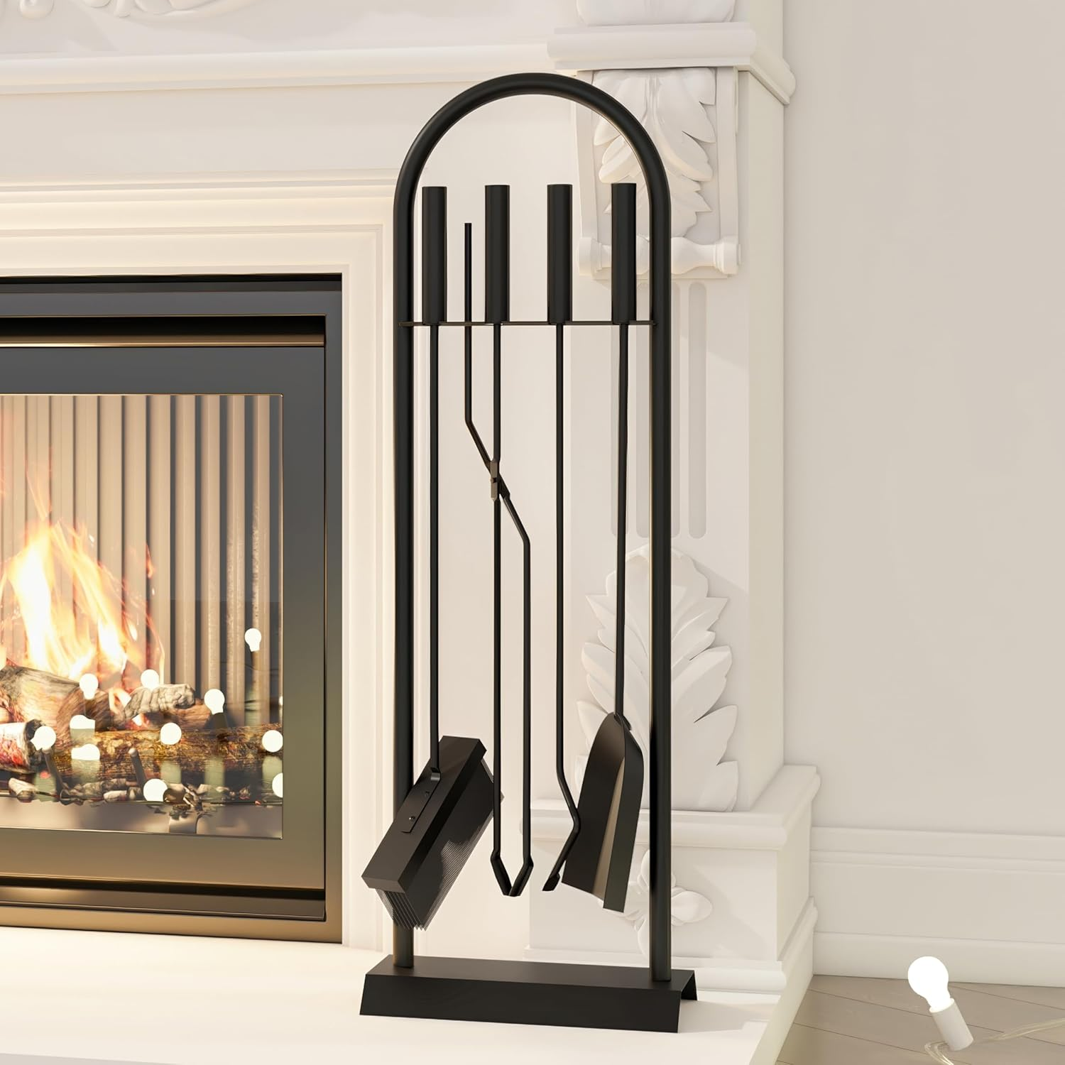 Kingson Classic Black 5 Piece Fireplace Companion Set 23 X 14 X 68 Cm Fireplace Accessories Elegant Fireplace Tool Set image number 3