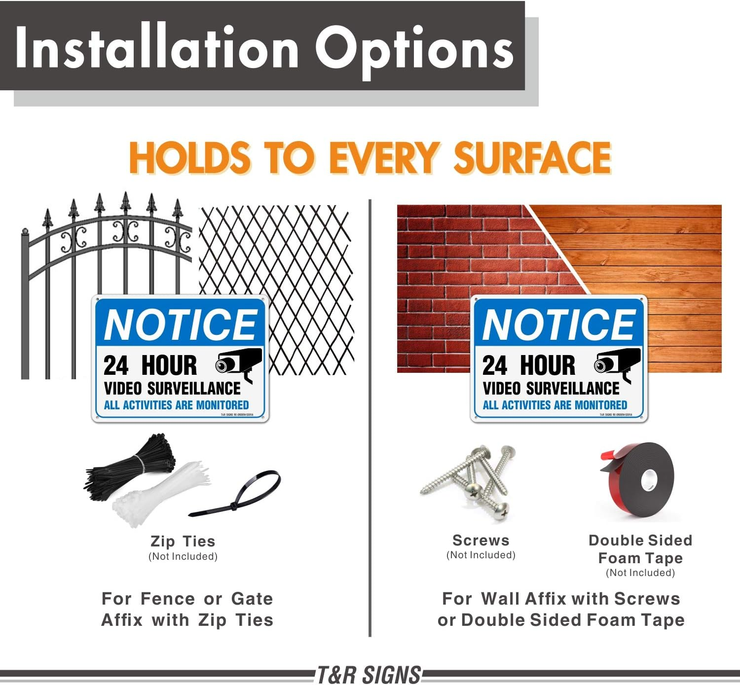 Video Surveillance Sign, All Activities Are Monitored - 2 Pack - 7 X 10 Inches Rust Free .040 Aluminum Reflective - UV Protected, Waterproof, Weatherproof and Fade Resistant - 4 Pre-Drilled Holes