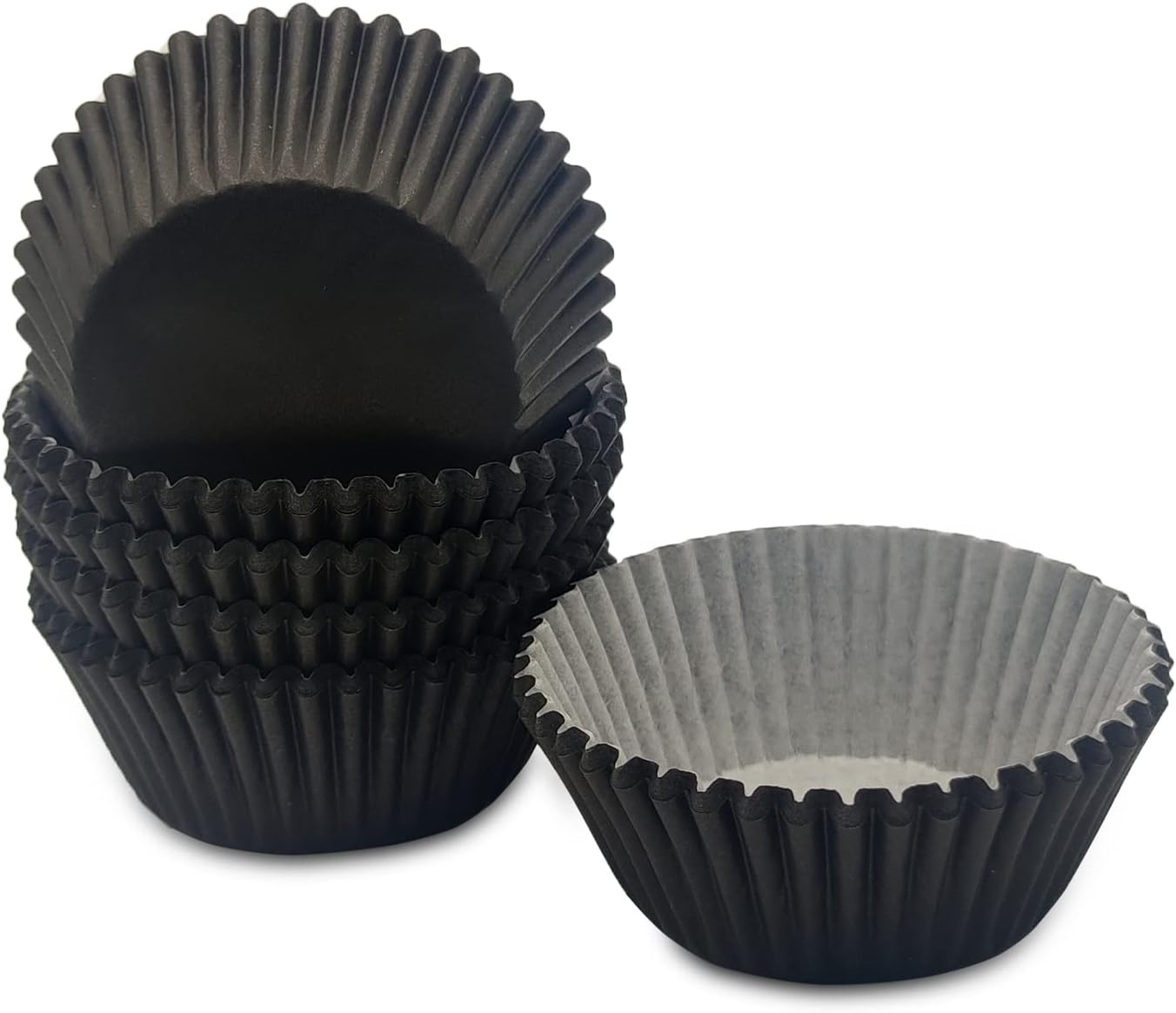 Standard Baking Cups, Classic Black Greaseproof Festive Cupcake Liners, 150-Count