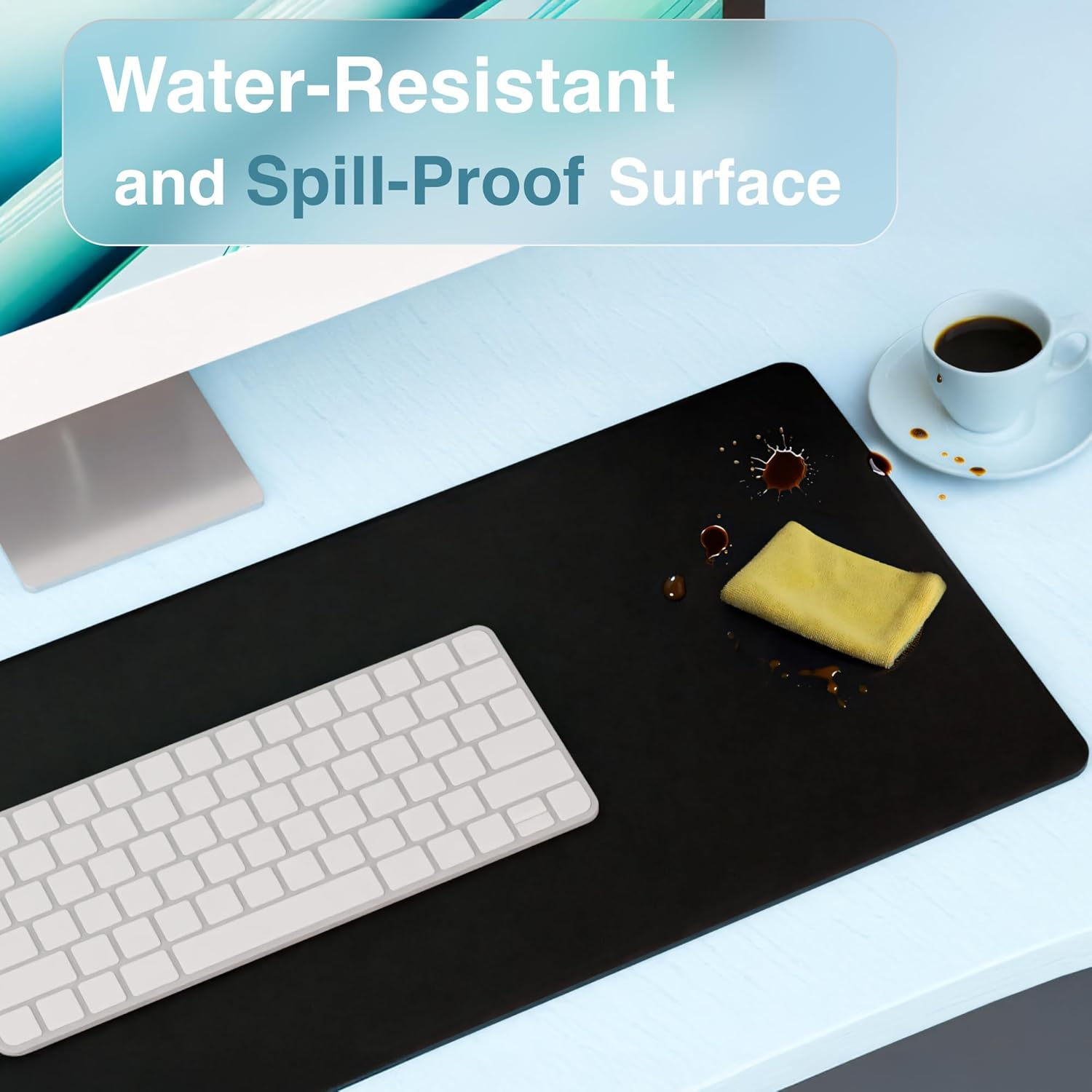 Laser Chargecore Wireless Charger Desk Mat with 15W Qi Magsafe Charger, Water-Resistant PU Leather, Detachable Magnetic Mouse Pad, USB C Cable &ndash; Wireless Charging Station for Phones & Earbuds (Black)