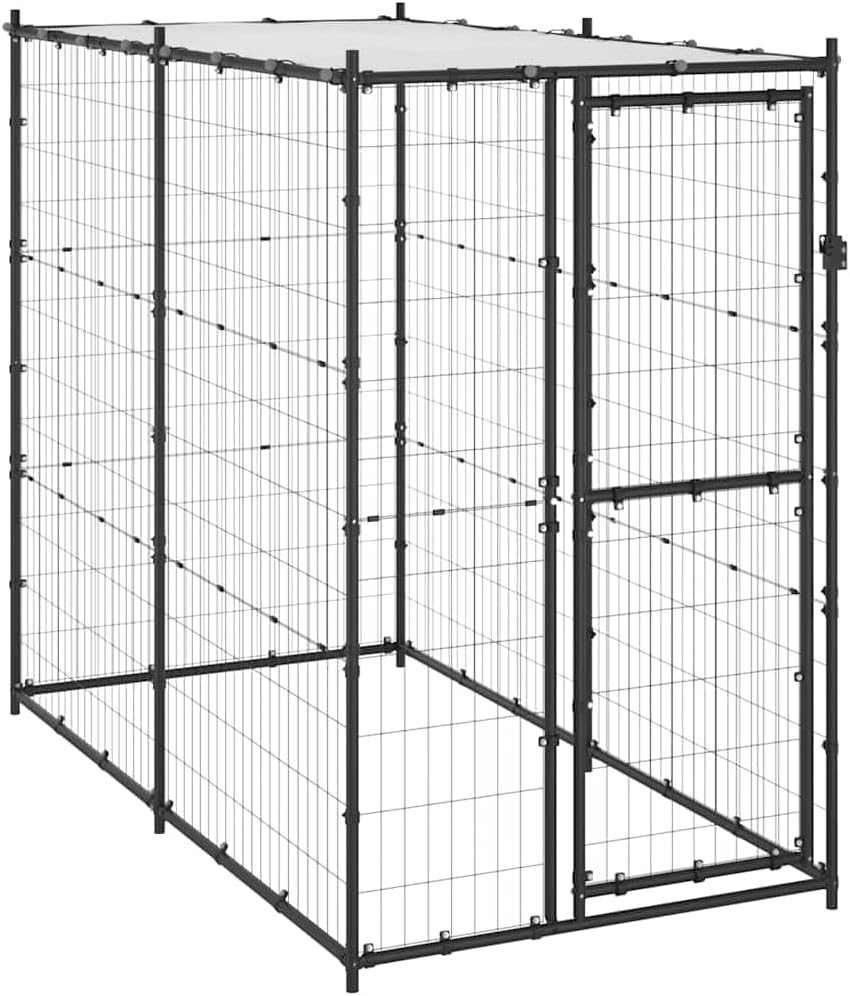Outdoor Dog Kennel Steel with Roof Large Pet House 110X220X180 Cm Weatherproof image number 5