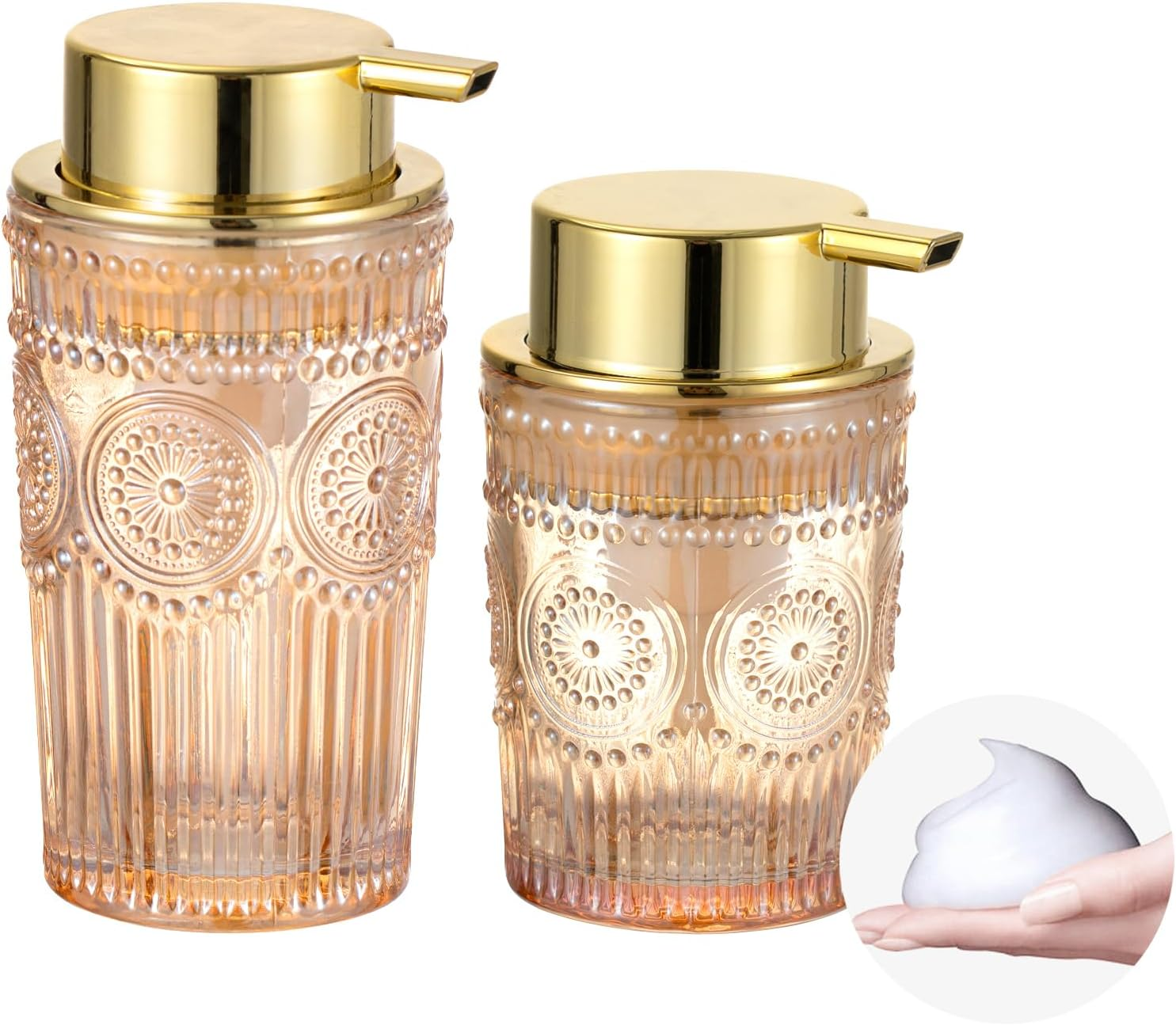 Glass Liquid Soap Dispenser, Refillable Liquid Dispenser with Gold Pump, Hand Soap Dispenser for Bathroom Kitchen, Modern Home Bathroom Decor （Liquid Type/Large Clear）