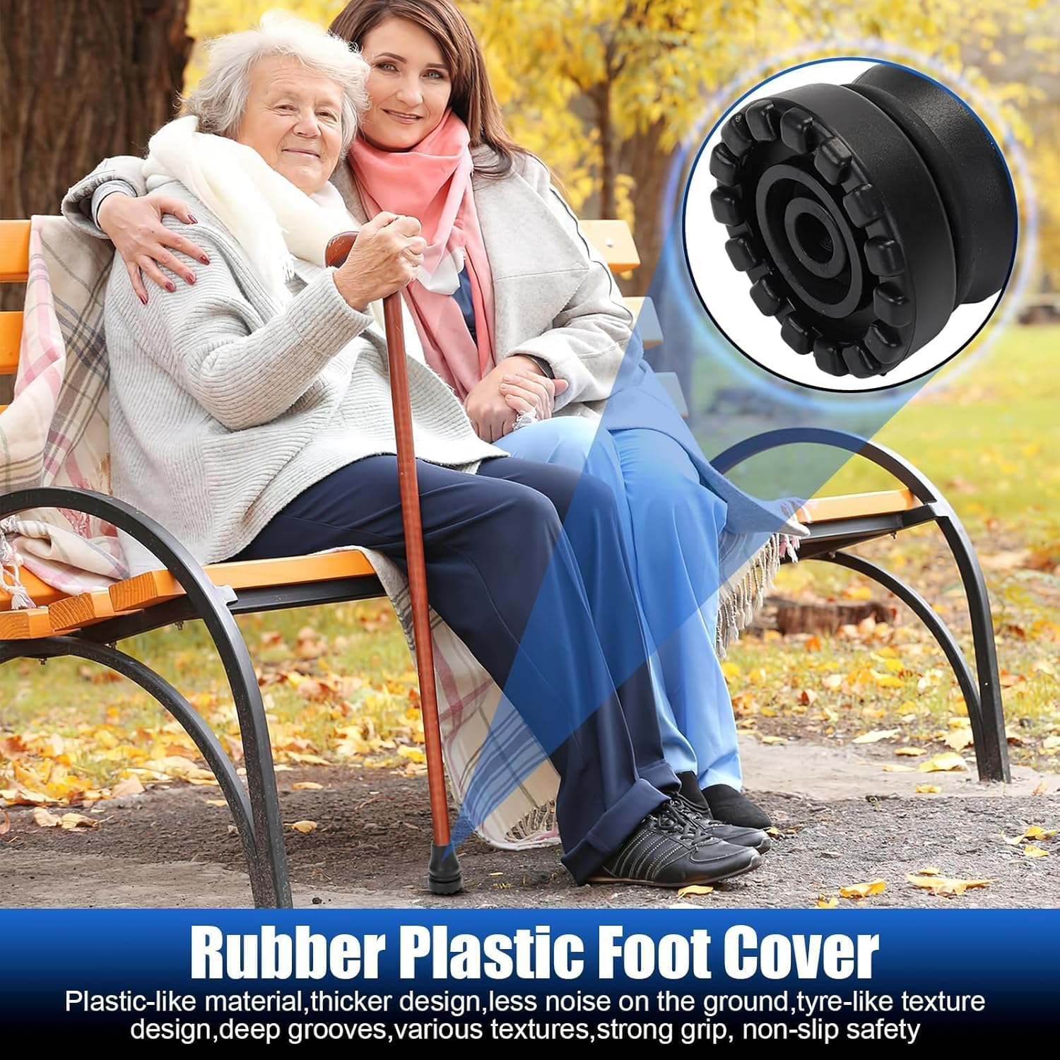 Cane Tips, 3 Pcs Non Slip All Terrain Crutch Tips, 3/4 Inch Rubber Replacement Cane Tips for Canes, Walking Sticks, Hiking Stick, Seniors Crutches (3 Pcs,Black)