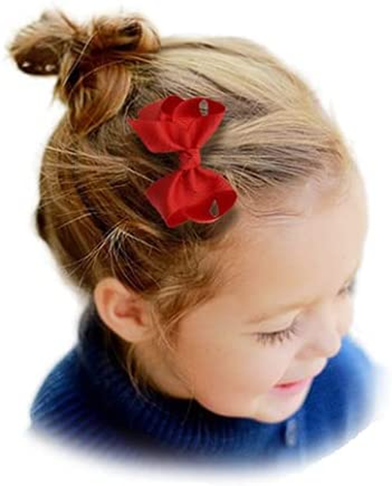 3 Inch Baby Girls Clips,20 PCS Proxima Direct Baby Hair Clips,Grosgrain Boutique Solid Color Ribbon Mini Hair Bows Clips for Baby Girls Teens Infants Kids Toddlers Children image number 1
