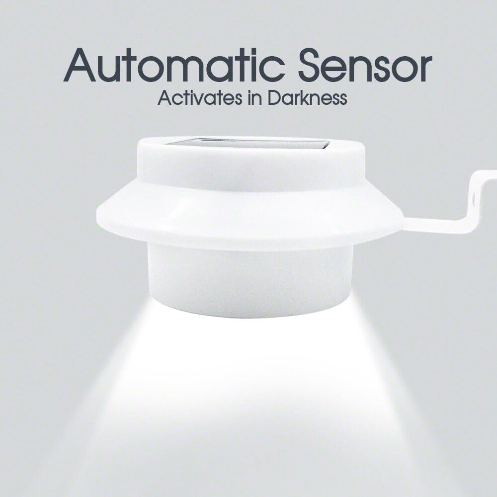 Leona Co 3Leds Solar Panel Black Solar Power Powered Outdoor Garden Light Gutter Fence LED Wall Bracket (2)