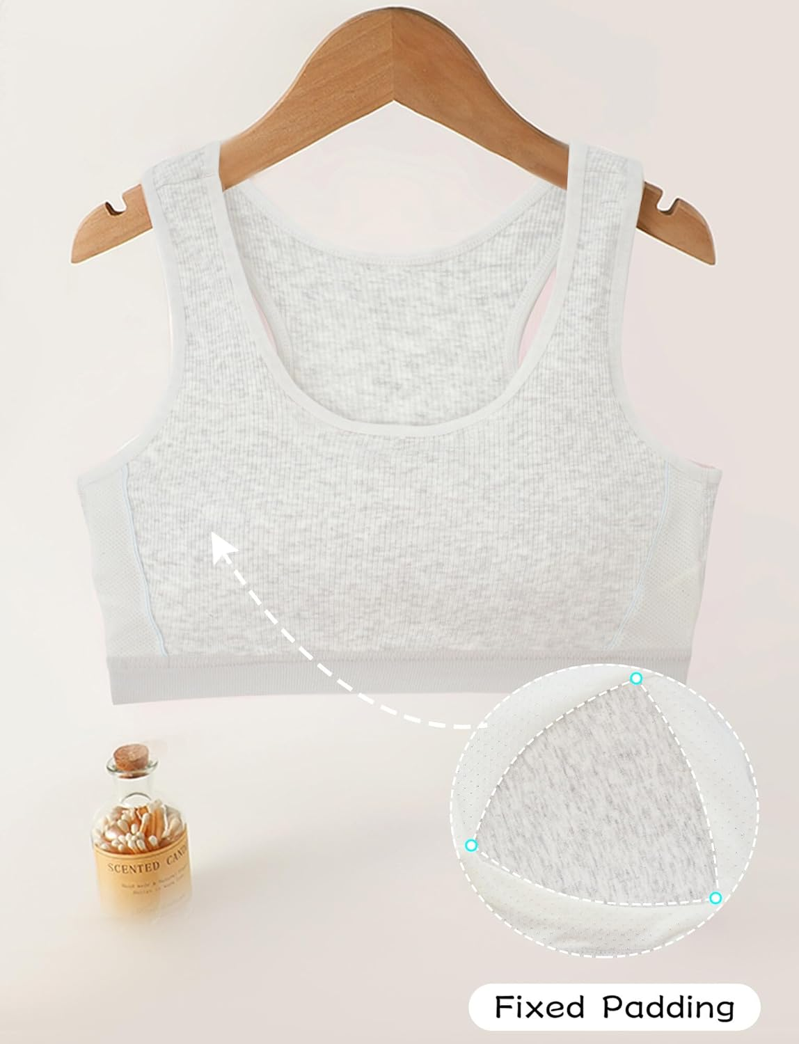 KEOYA Teen Girls Training Bra Kids Lightly Padded Beginner Bra Cotton Wireless Everyday Bra