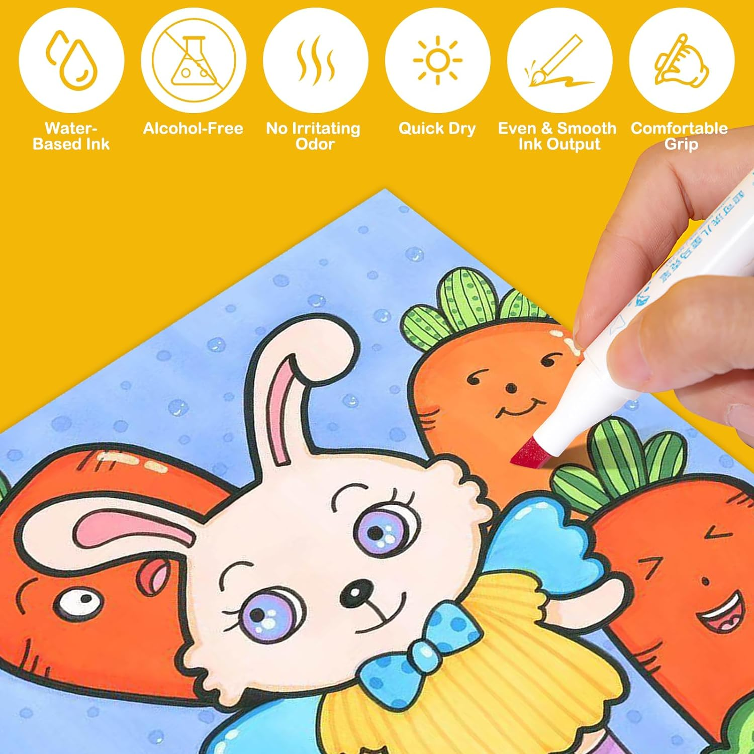 SAYEEC Washable Markers, 24 Colors Art Markers Set with Case, Fine Chisel Dual Tips Drawing Pens Water-Based Markers for Kids Artist Adults Coloring Books Sketching Journaling Illustration Manga Comic - 24 Colors image number 5