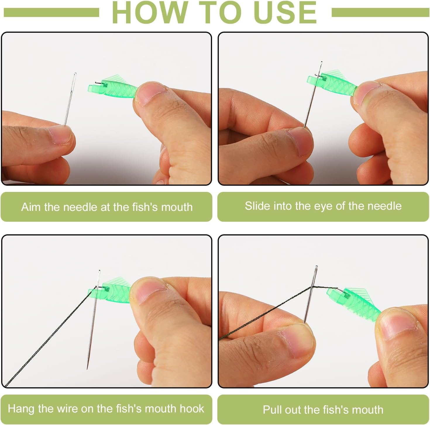 Needle Threader Kit, Plastic Needle Threaders Fish Mouth Sewing Machine Needle Threading Tool Loop Needle Threader Easy Insert Needle Threader for Sewing Knitting Quilting Craft image number 4