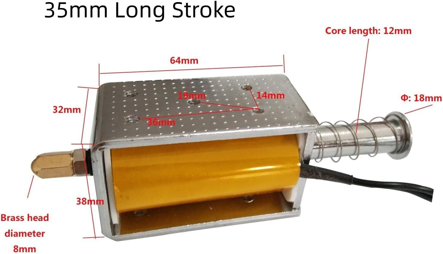 Apoesar Push Pull Solenoid DC 24V 35Mm Long Stroke Small Electromagnetic Solenoids Electric Magnet for Automobiles, DIY (DC 24V) image number 1