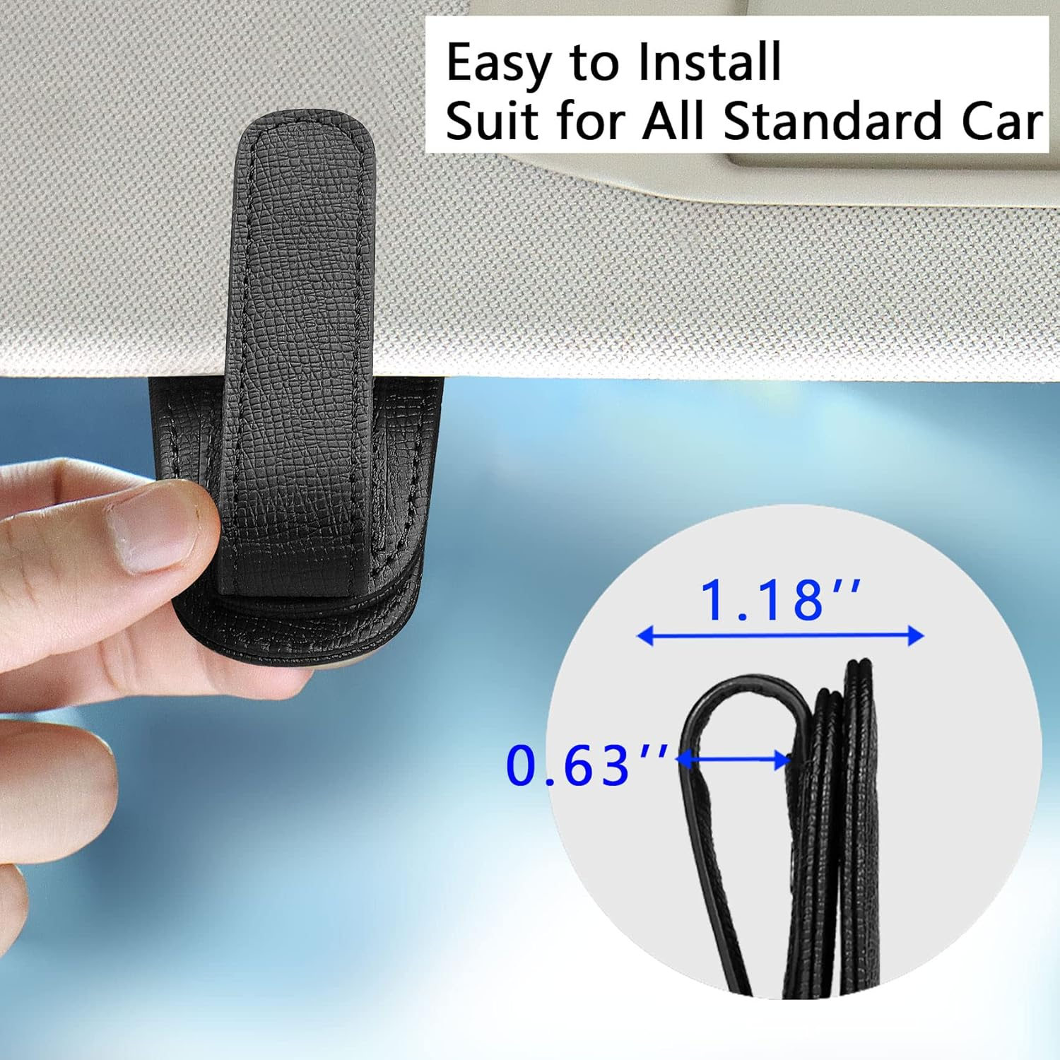 2 Packs Sunglasses Holder for Car Visor, Genuine Leather Car Sunglass Holder, Glasses Clip for Cars,Auto Interior Accessories Universal for SUV Pickup Truck image number 1