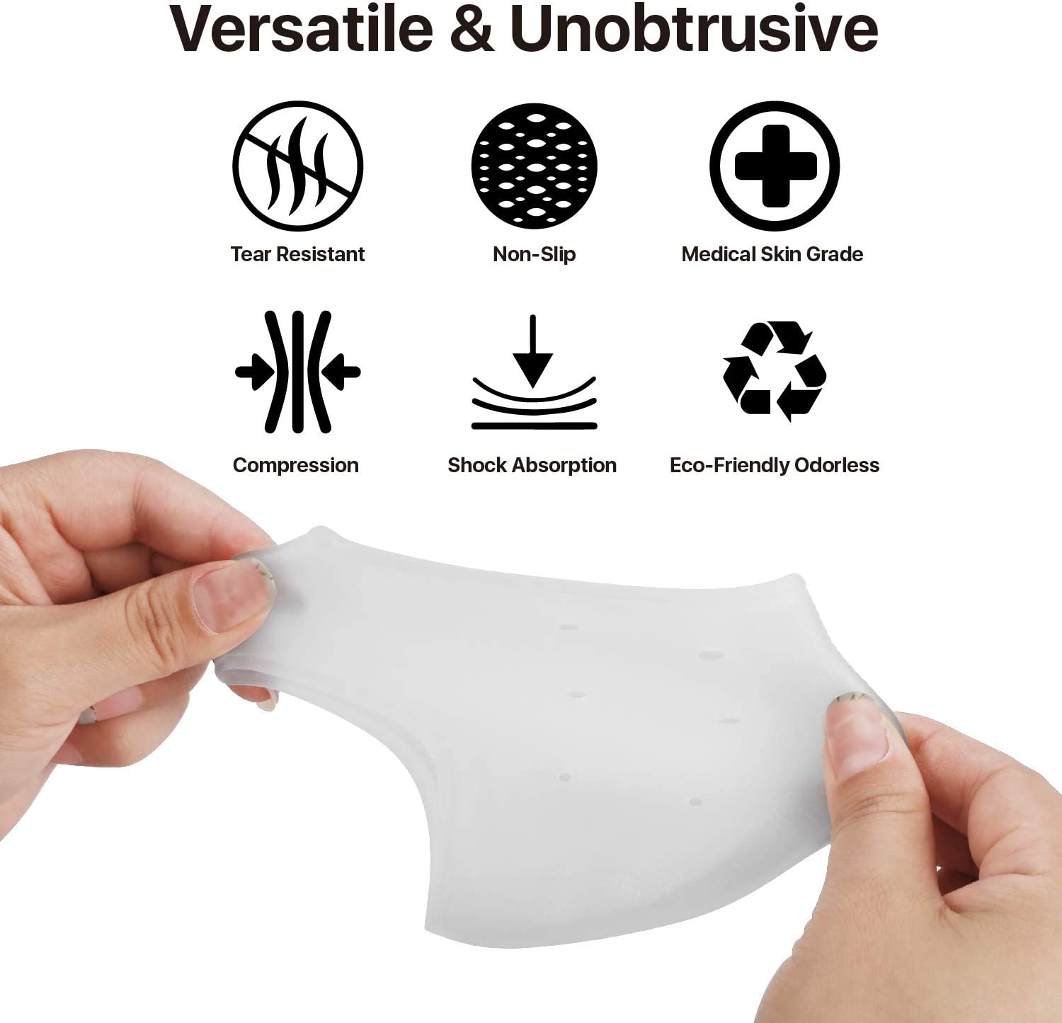 Flexzion Heel Cups, Plantar Fasciitis Inserts (3 Pairs), Silicone Socks Insoles Gel Heel Pads Cushion Protectors for Sore Heel Pain Relief, Heal Repair Dry Cracked Heels, Tendinitis, for Men & Women image number 6