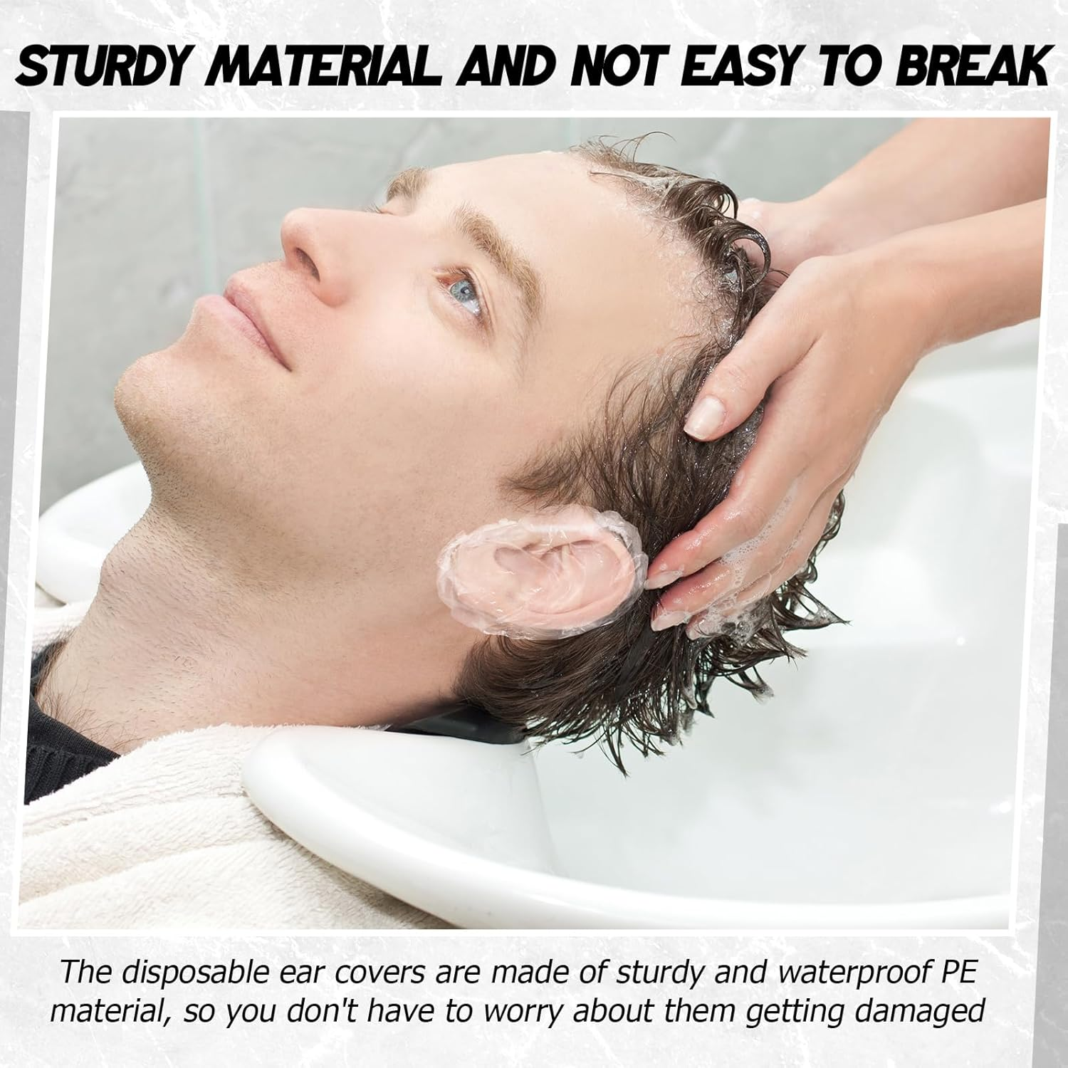 100 Pack Clear Disposable Ear Protectors Waterproof Ear Covers for Hair Dye, Shower, Bathing image number 3