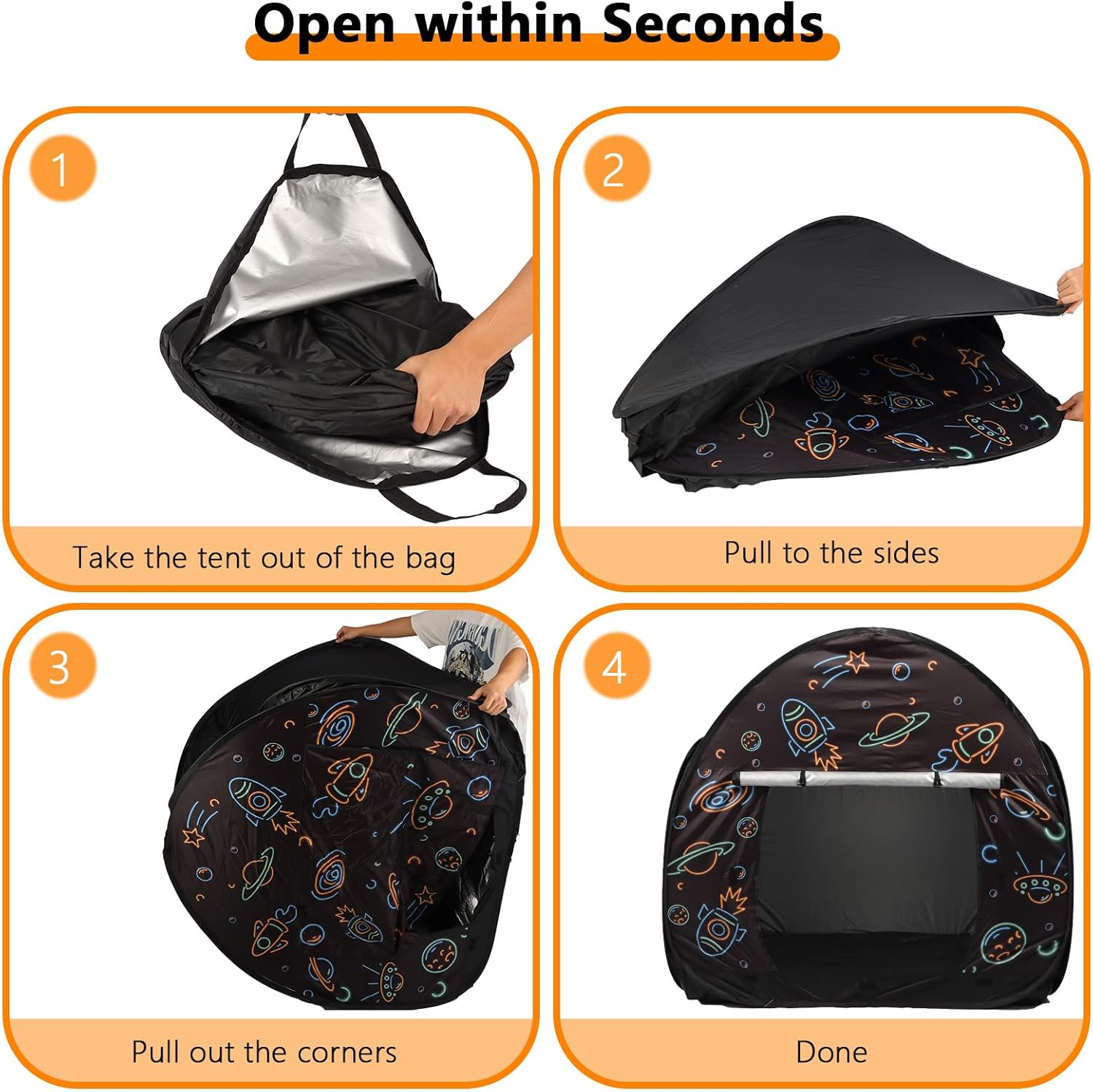 Ysityum Sensory Tent for Kids with Autism - Extra Large 47X47 in Kids Room Play Tent for Inside, Blackout Sensory Indoor Pop up Tent, with Door Window Light for Kids Autism Anxiety ADHD SPD image number 4