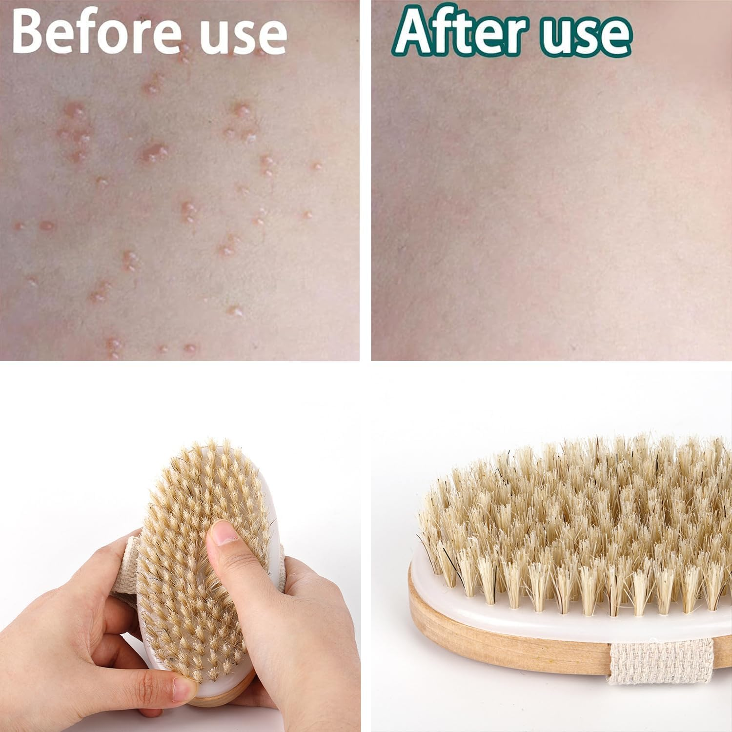 2Pcs Back Brush, Dry Brush, Body Brush, Soft Natural Bristle, for Exfoliating, Lymphatic Drainage, Stimulating Blood Circulation, Accelerating Metabolism, Enhancing Skin Health, for Men, Women