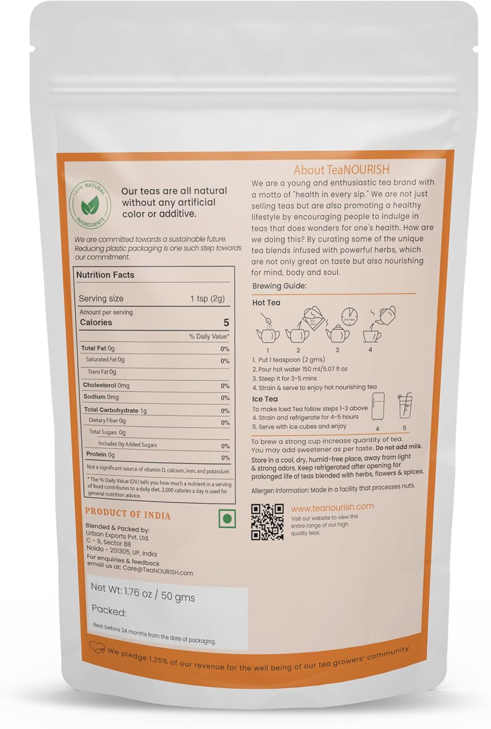 Teanourish Lavender Rose White Tea | Darjeeling Silver Needles White Loose Leaf Tea Blended with Lavender, Rose Petals, Chamomile & Blue Cornflower - 50 G image number 5