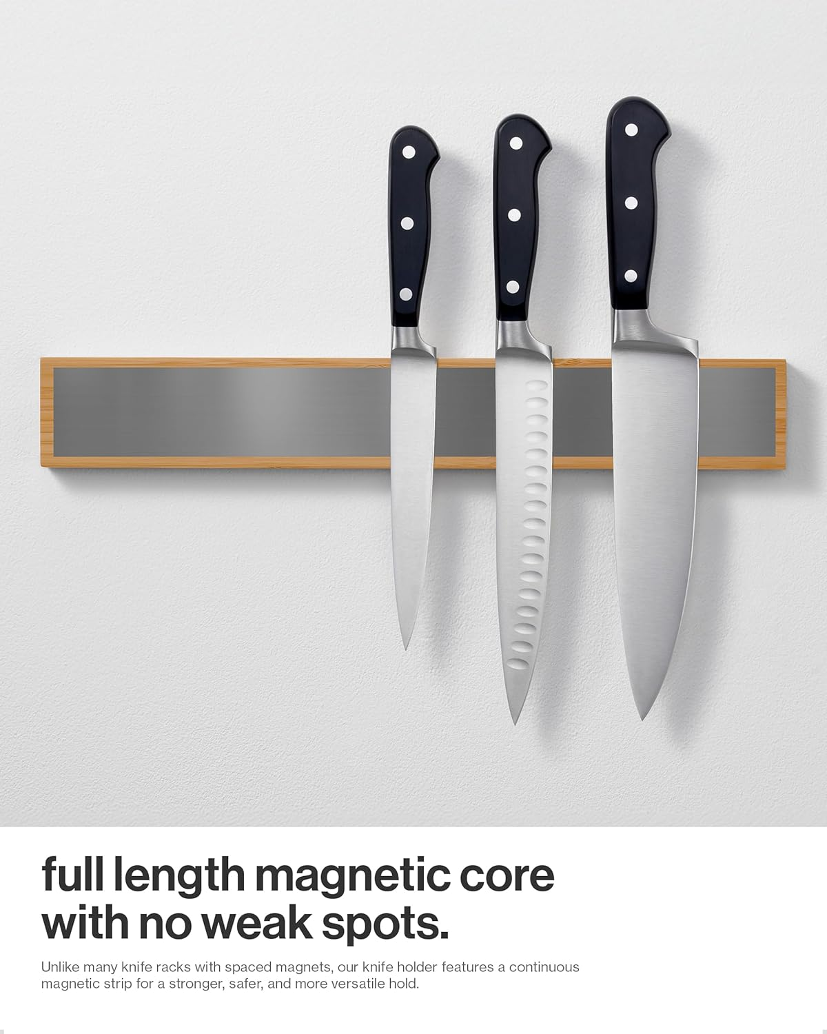 LARHN Magnetic Bamboo Knife with Extra Strong Magnet - 40 Cm - Knife Holder Magnetic Wood for Utensils and Tools image number 6