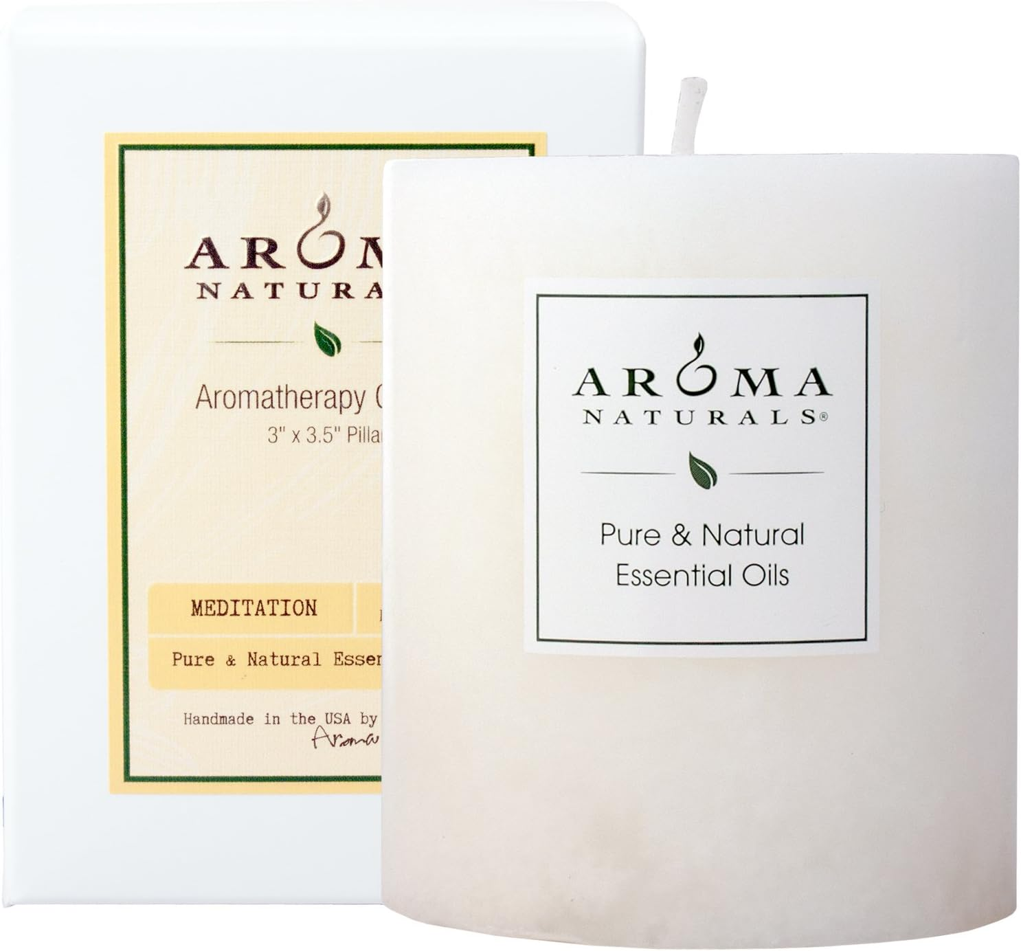Aroma Naturals Patchouli and Frankincense Essential Oil White Scented Pillar Candle, Meditation, 3 Inch X 3.5 Inch image number 2