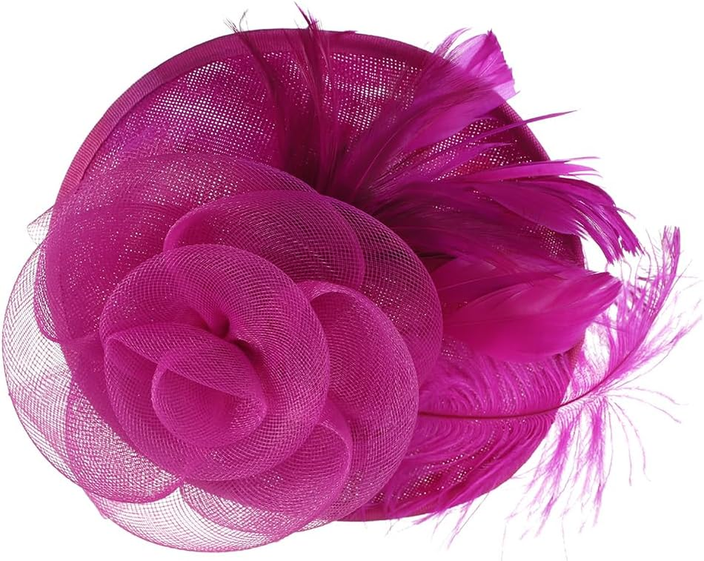 Feather Fascinator Hat with Hair Clip Flower Mesh Net Veil Wedding Race Hairpin Bowler Hat Elegant Royal Ascot Floral Derby Hat for Women Ladies Wedding Tea Party Church Cocktail Hair Accessories - Black image number 7