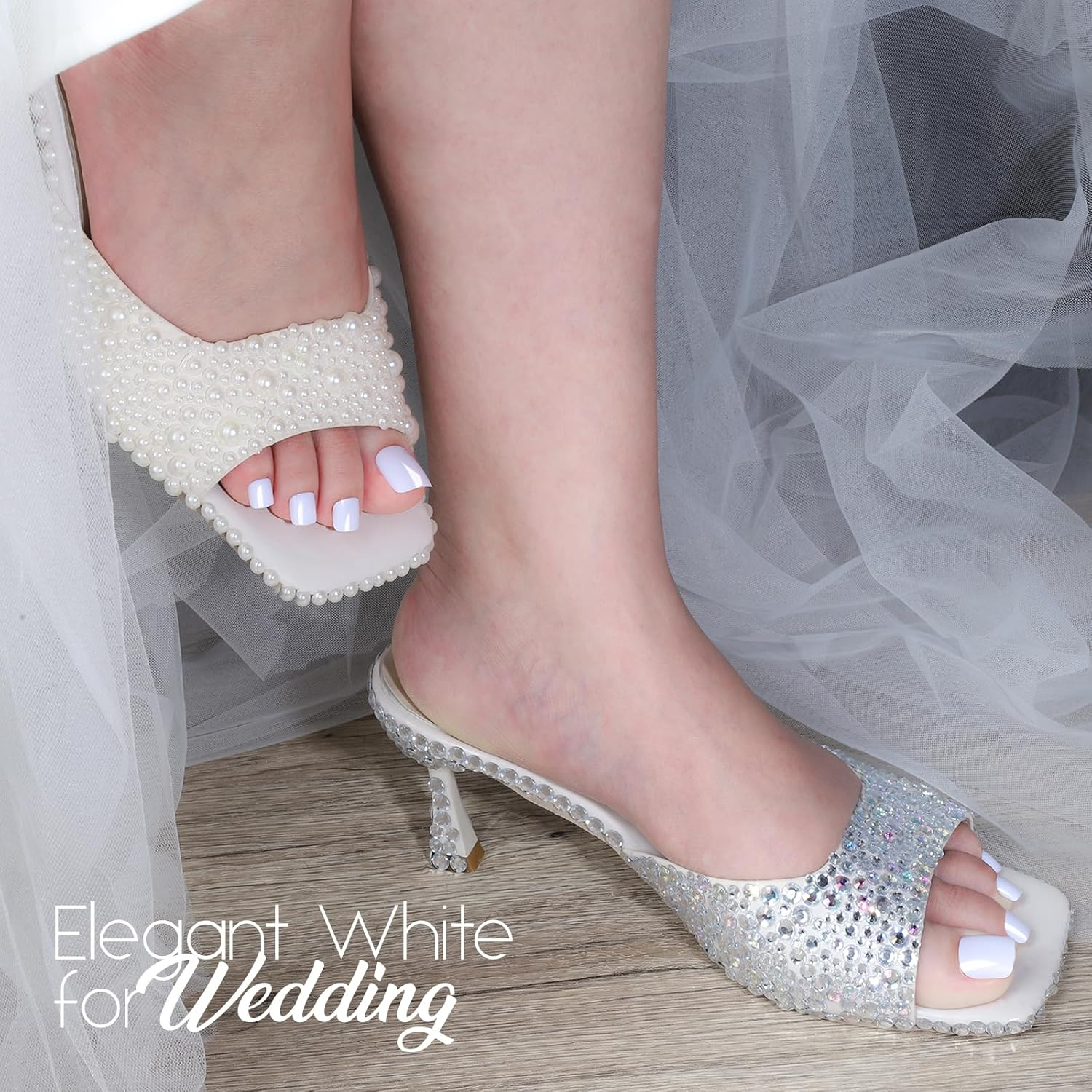 Teenitor White Press on Toenails for Women with Nail Glue, 120Pcs White Toe Nail Press Ons Acrylic Toenail Kit, Toe Nail Tips Square, Fake Toe Nails Glue on Toe, False Toenails for Missing Toenail image number 1