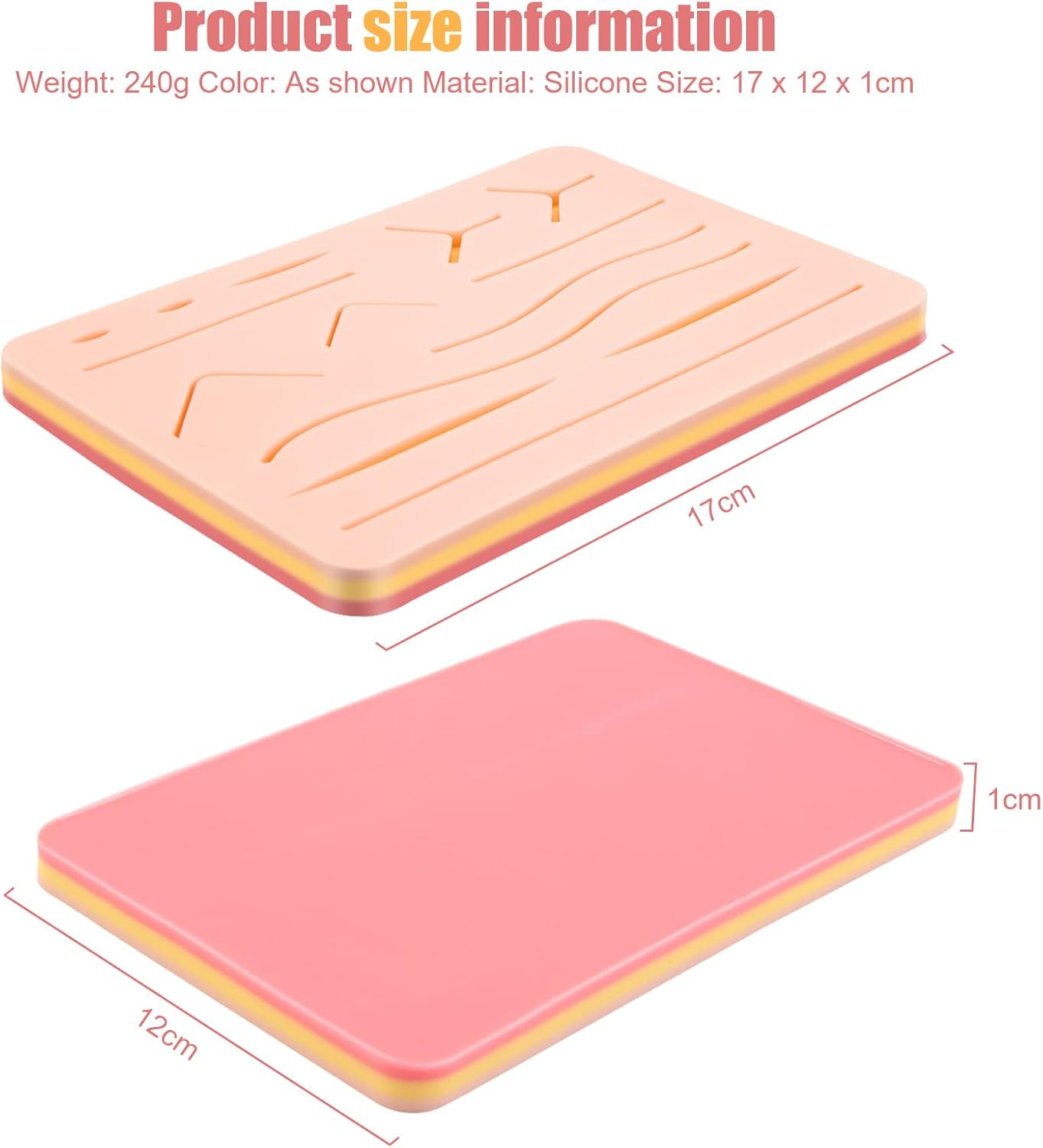Upgraded 3-Layer Suture Pad with Wounds for Practicing Suturing - Not Easily Separate, Tear or Rip