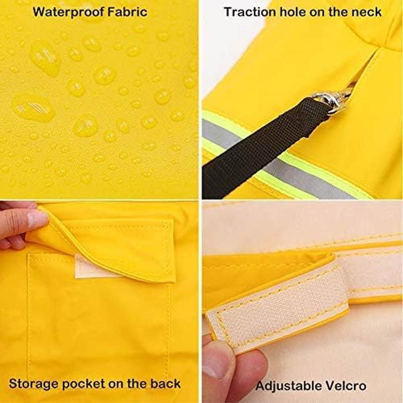 Feimax Dog Raincoats Rain Poncho Coat Waterproof Rain Jacket with Hood for Medium and Large Dogs, Lightweight Hoodies Pet Windproof for Outdoor Walking (S (Chest: 13.3'', Body 9.8''), Yellow) image number 7