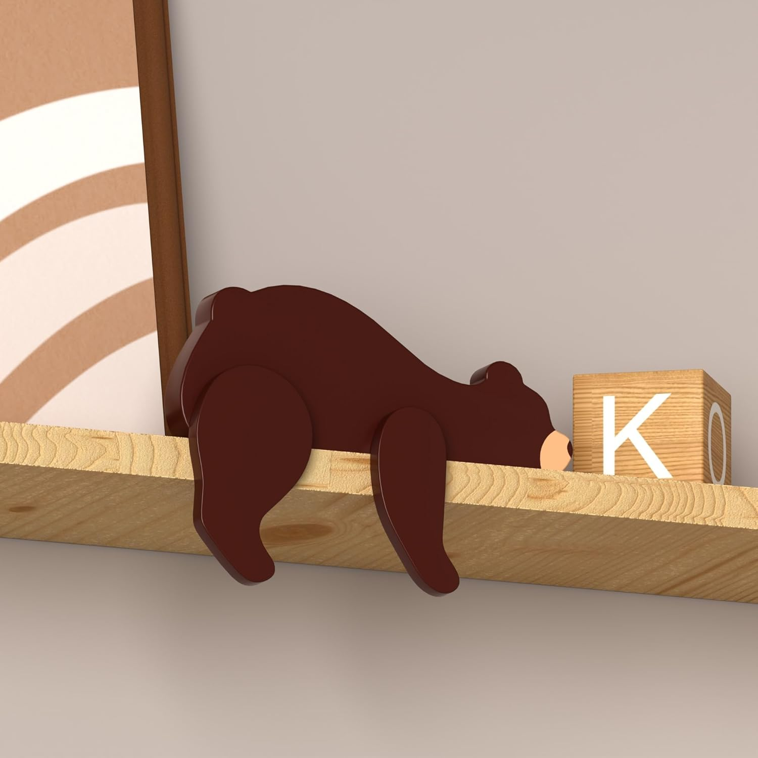 Woodland Nursery Decor - Wooden Animal for Baby Boy Nursery Decor, Forest Decoration for Room, Shelf, Bedroom (Bear)