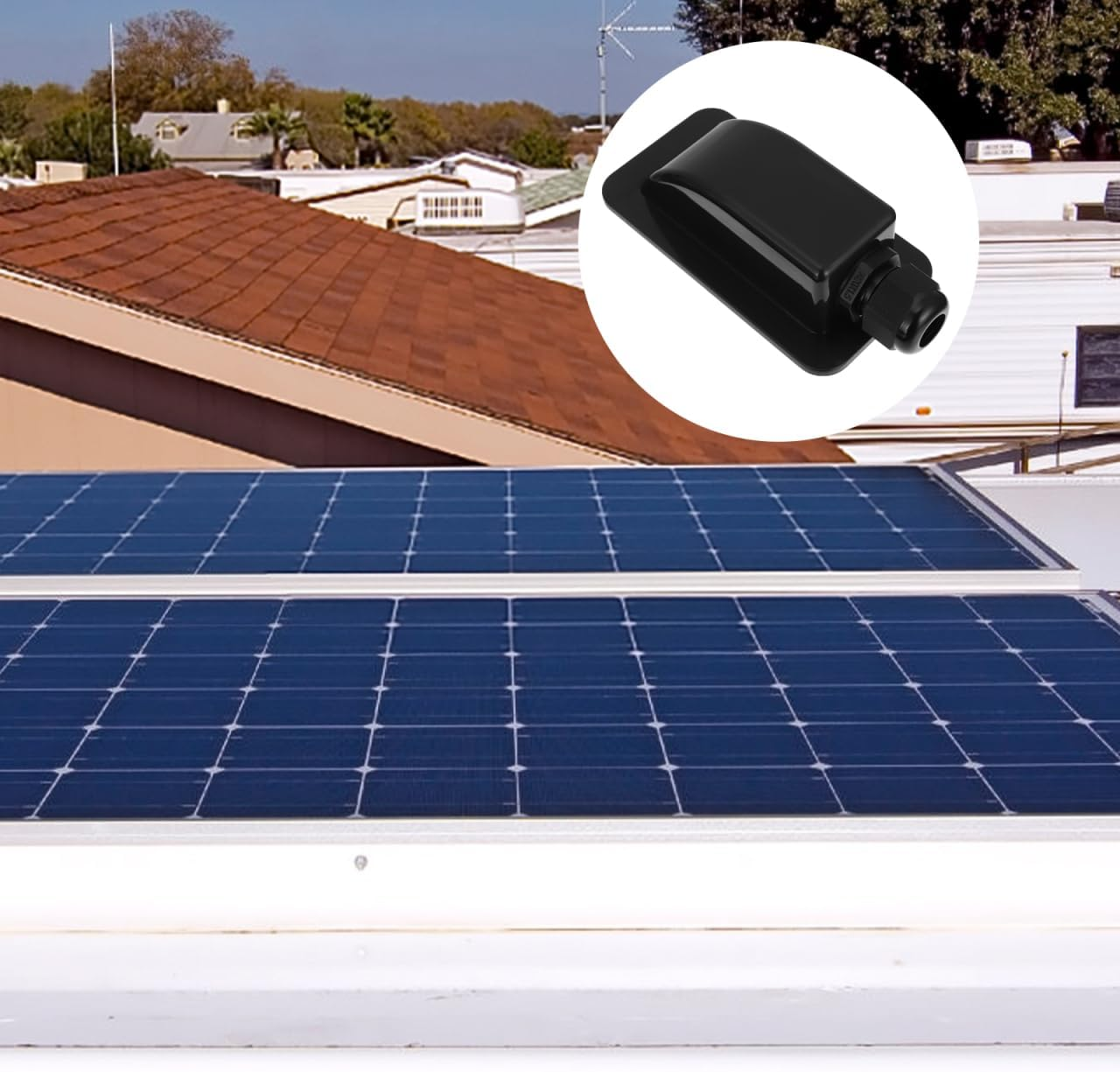 Yardwe Single Hole Junction Box Marine Wire Cable Clips Black Cable Glands Solar Single Cable Gland Solar Single Cable Entry Gland Solar Cable Gland Abs Black Frame Coaxial image number 4