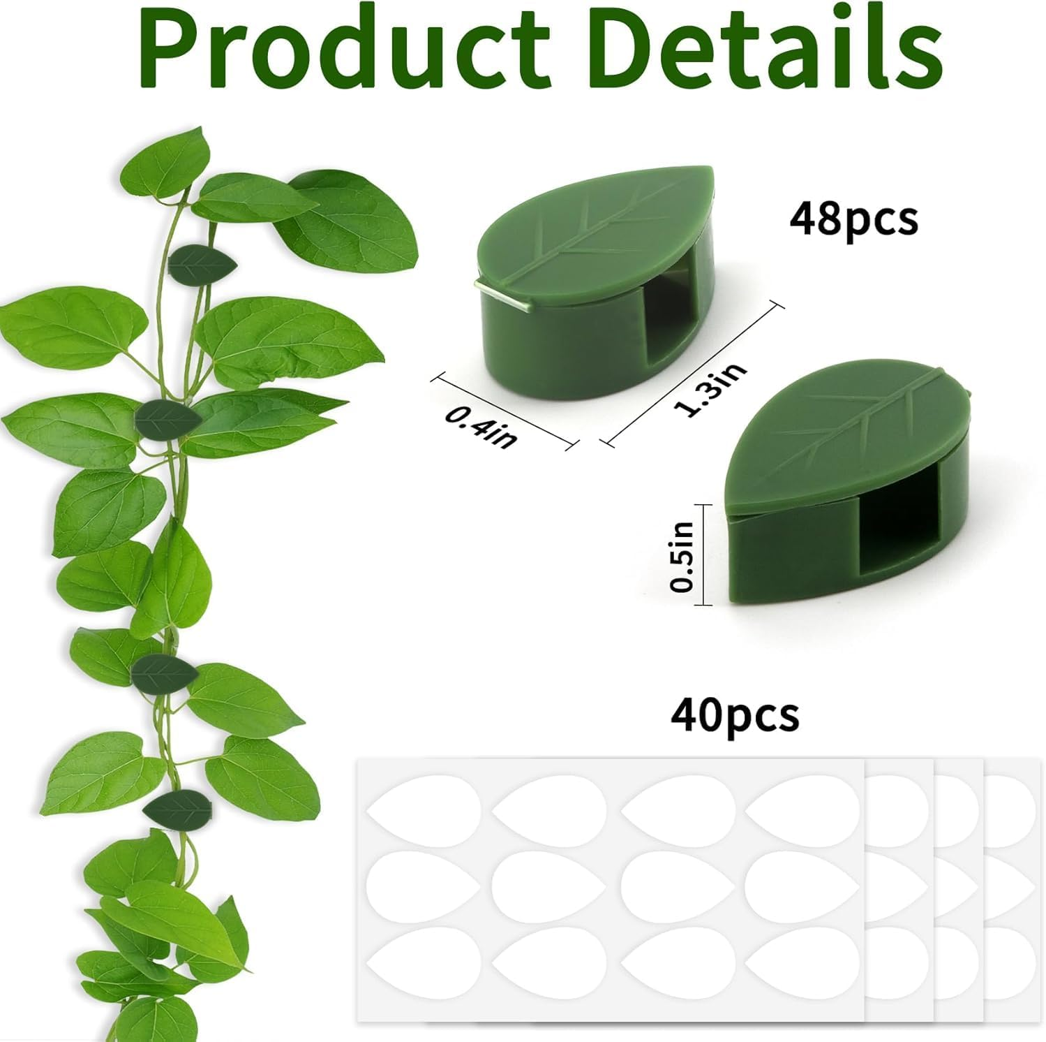 Plant Clips for Climbing Plants Outdoor Plant Hangers Indoor Plant Support Clips Plant Hangers Garden Clips for Plants Hooks Self Adhesive Tomato Clips 40Pcs