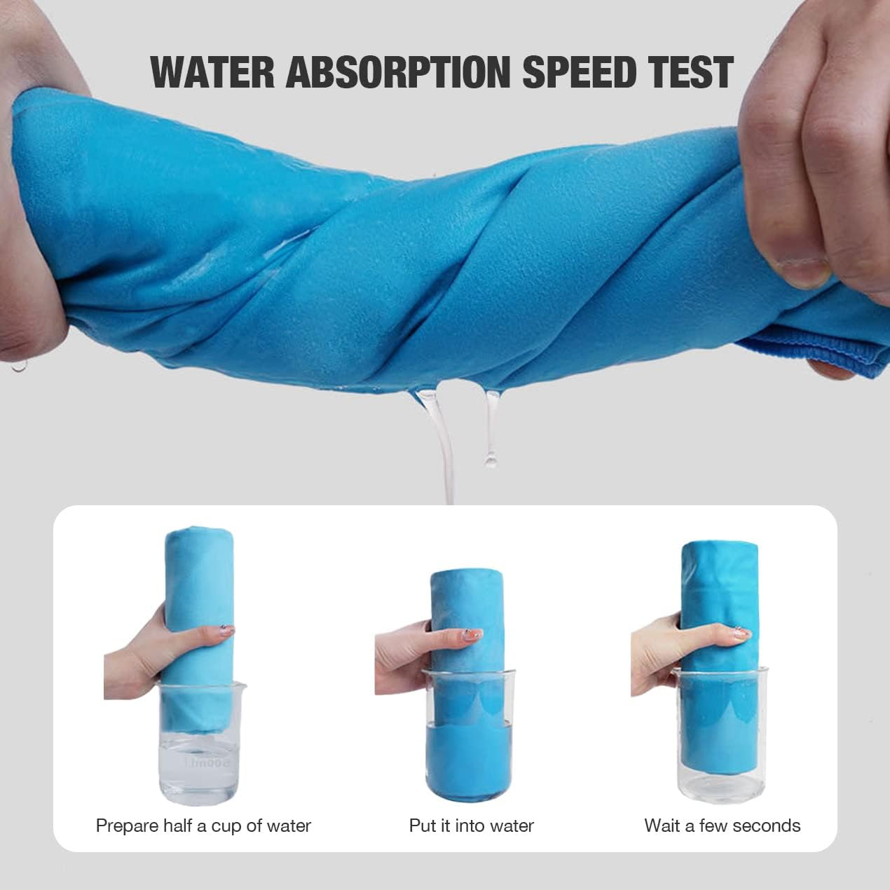 AHPOUN 2 Pack Microfiber Towel Quick Dry Bath Towels Super Absorbent for Sport Travel Swimming Beach Ultra Soft, Compact Microfiber Camping Towel Suitable for Hiking Gym Yoga (Light Green+Dark Blue) - Light Blue+Purple image number 2