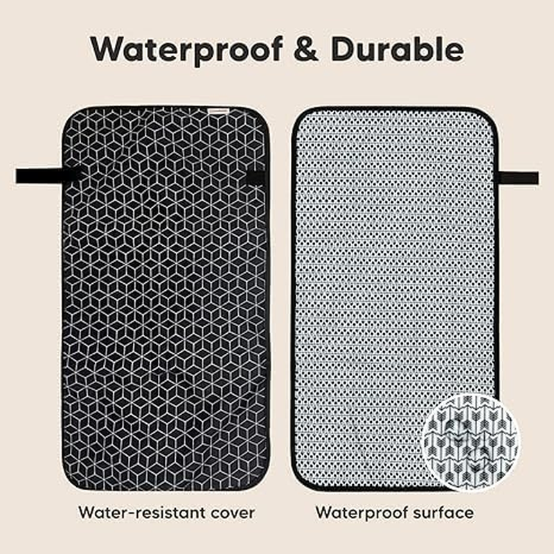 Wiseuwise Baby Portable Diaper Changing Pad - Waterproof Foldable Baby Changing Pad - Travel Diaper Changing Pad - Foldable Square Portable Baby Changing Pad - Baby Changing Pad - Machine Washable (Black & White) image number 2