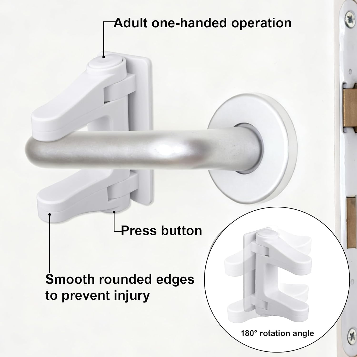 Fukaisu 2Pcs Door Lever Lock Child Proof, No Drill Adhesive Door Handle Baby Proof Cabinet Locks Easy to Install image number 1
