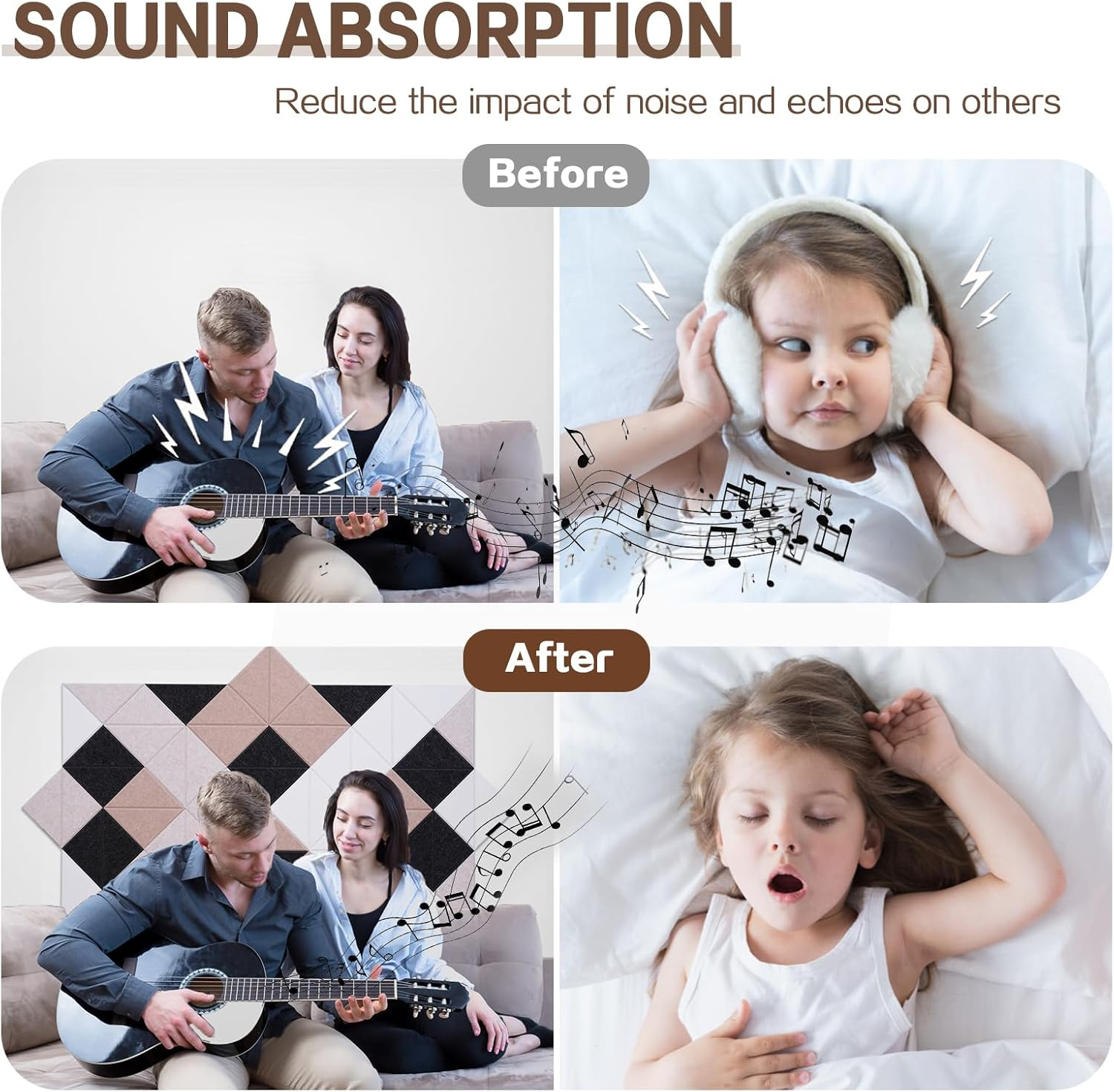 Tutmyrea 64 Pack Self-Adhesive Triangular Acoustic Panels, High Density Sound Absorbing Soundproof Wall Decoration Dampening Panels for Recording Studios, Homes, and Offices(Camel) image number 5