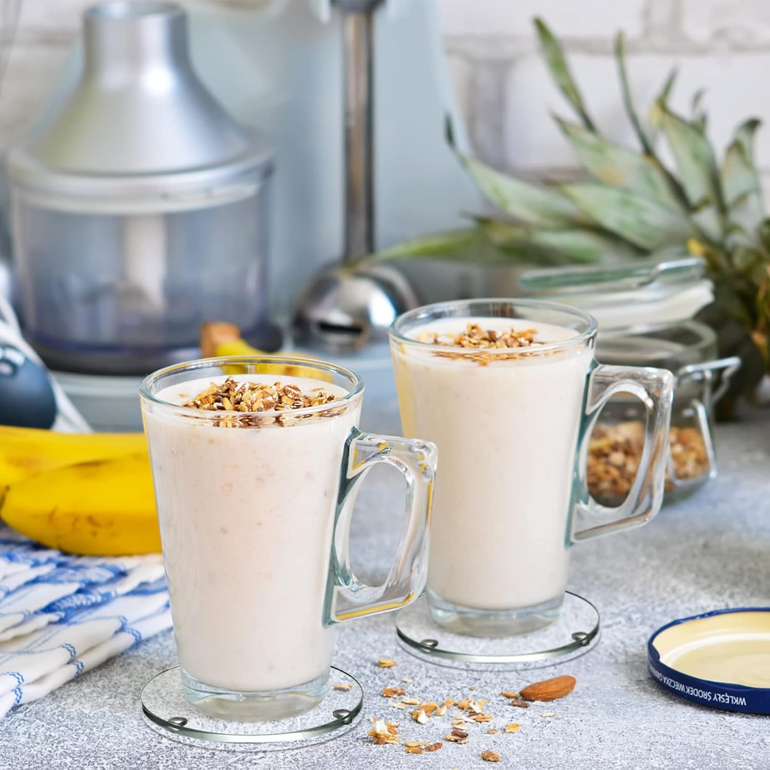 YOUEON Set of 6 round Glass Drink Coasters, 3.5 Inch Crystal Coasters Decorative Glass Plates Clear Glass Coasters for Mugs, Cups, Dining Tables, Office, Kitchen, Home Decor and Parties image number 1