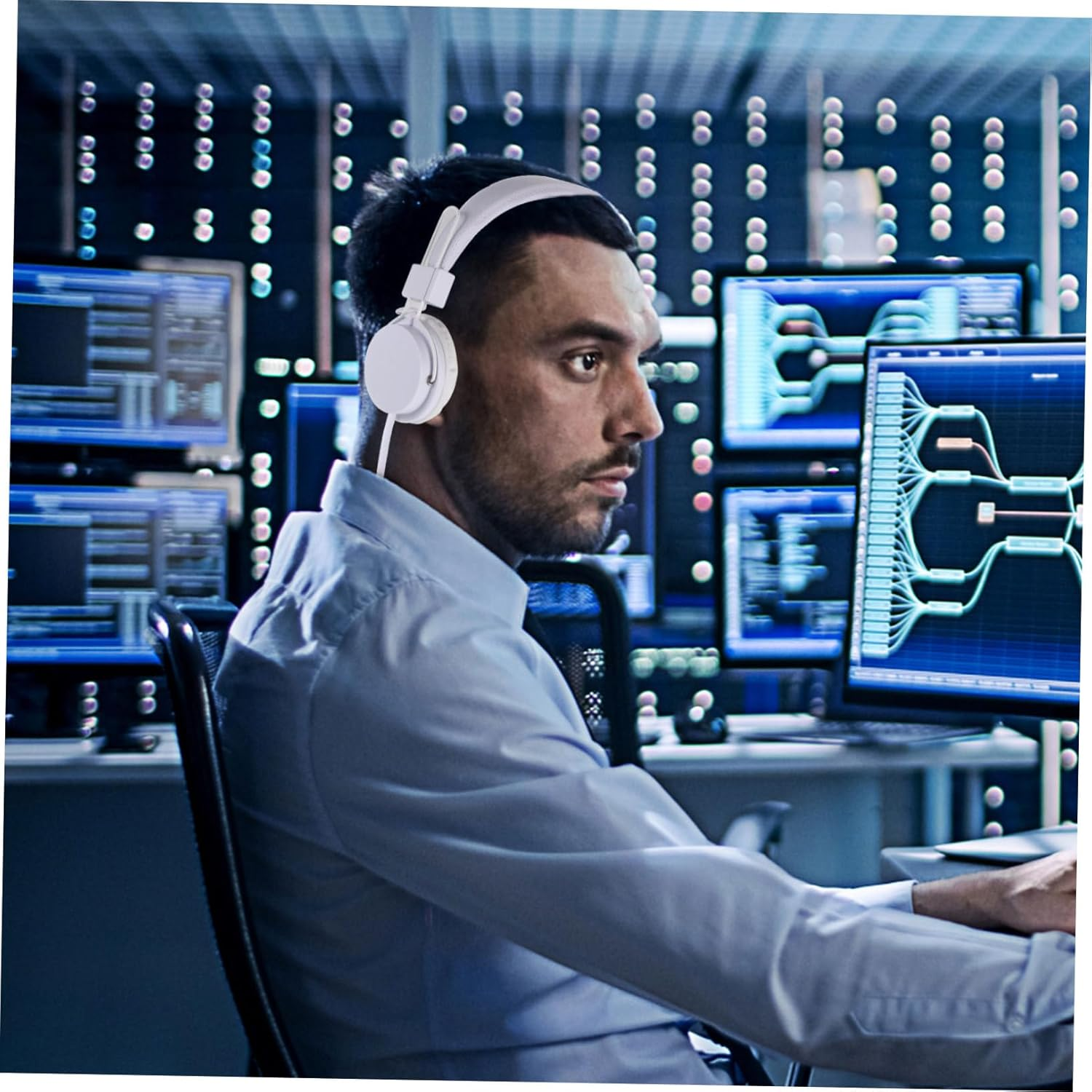 Tofficu Wired Over-Ear Gaming Headset Wired Control for Computer White Suitable for Gamers and Online Streaming image number 2