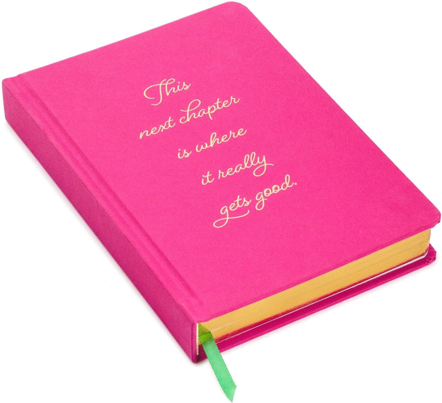 Hallmark Next Chapter Notebook, Hardcover Notebook - 5-Inch Width X 7 Height-Inch - 300 Pages, Bright Fuchsia Cover and Ribbon Bookmark. Manifestation Journal/Mindfulness Journal, for Her