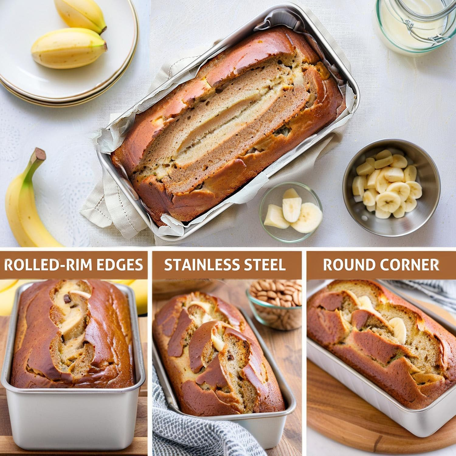 2Lb Stainless Steel Loaf Tin | Rust-Free, Non-Toxic | Perfect for Bread, Cake, Lasagna | Dishwasher Safe | 23.5X12.5X6.7Cm image number 4