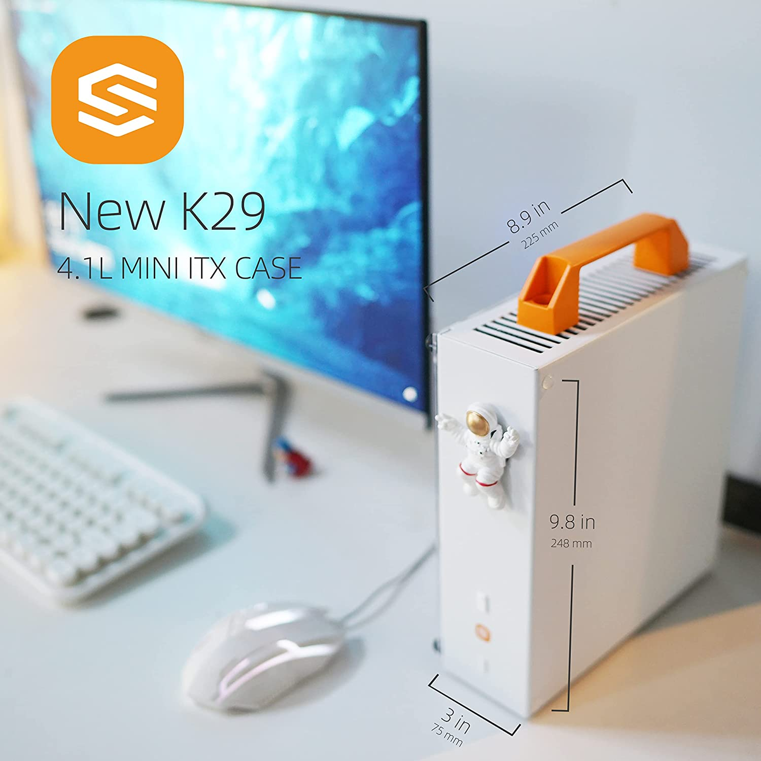Itx Mini Case - New K29(Steel)/2 Handles,Vented Panel - 1 Steel & 1 Acrylic Side Panels / 4.1L Small Itx Case image number 4