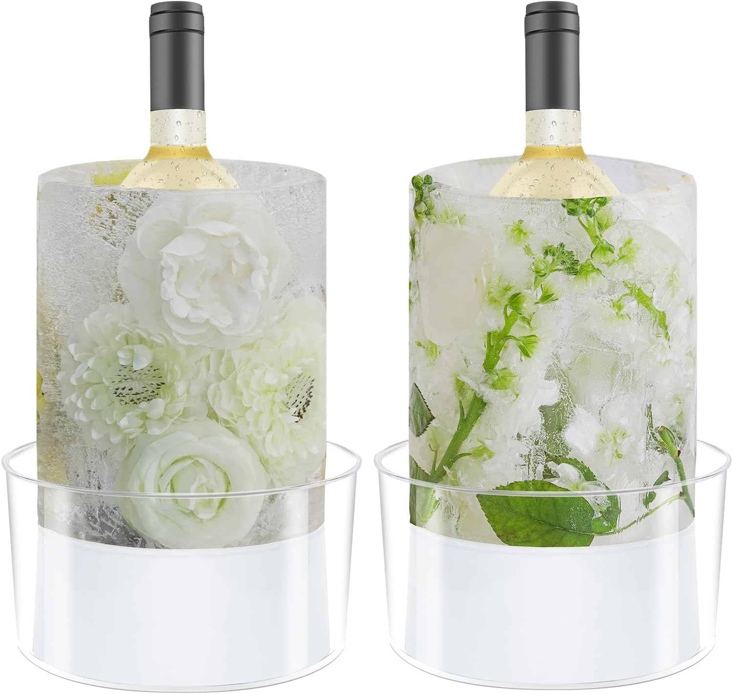 2 Pack Ice Mold Wine Bottle Chiller,Diy Acrylic Ice Bucket for Cocktail Bar Party Wedding Festival Halloween Chirstmas Holiday Champagne Wine Whisky Beer Drink for Any Theme or Season image number 1